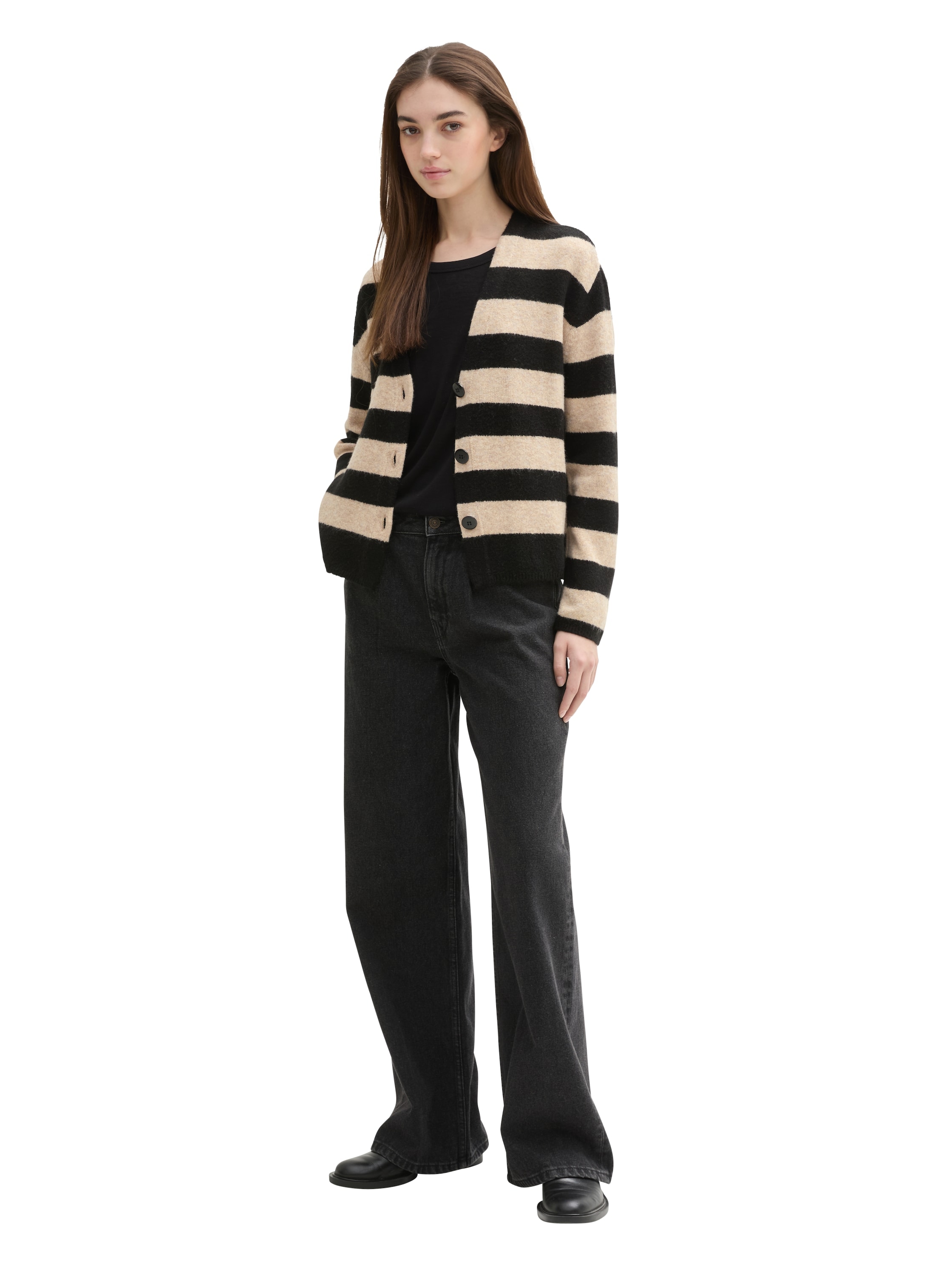 TOM TAILOR Denim Cardigan, mit Streifenmuster