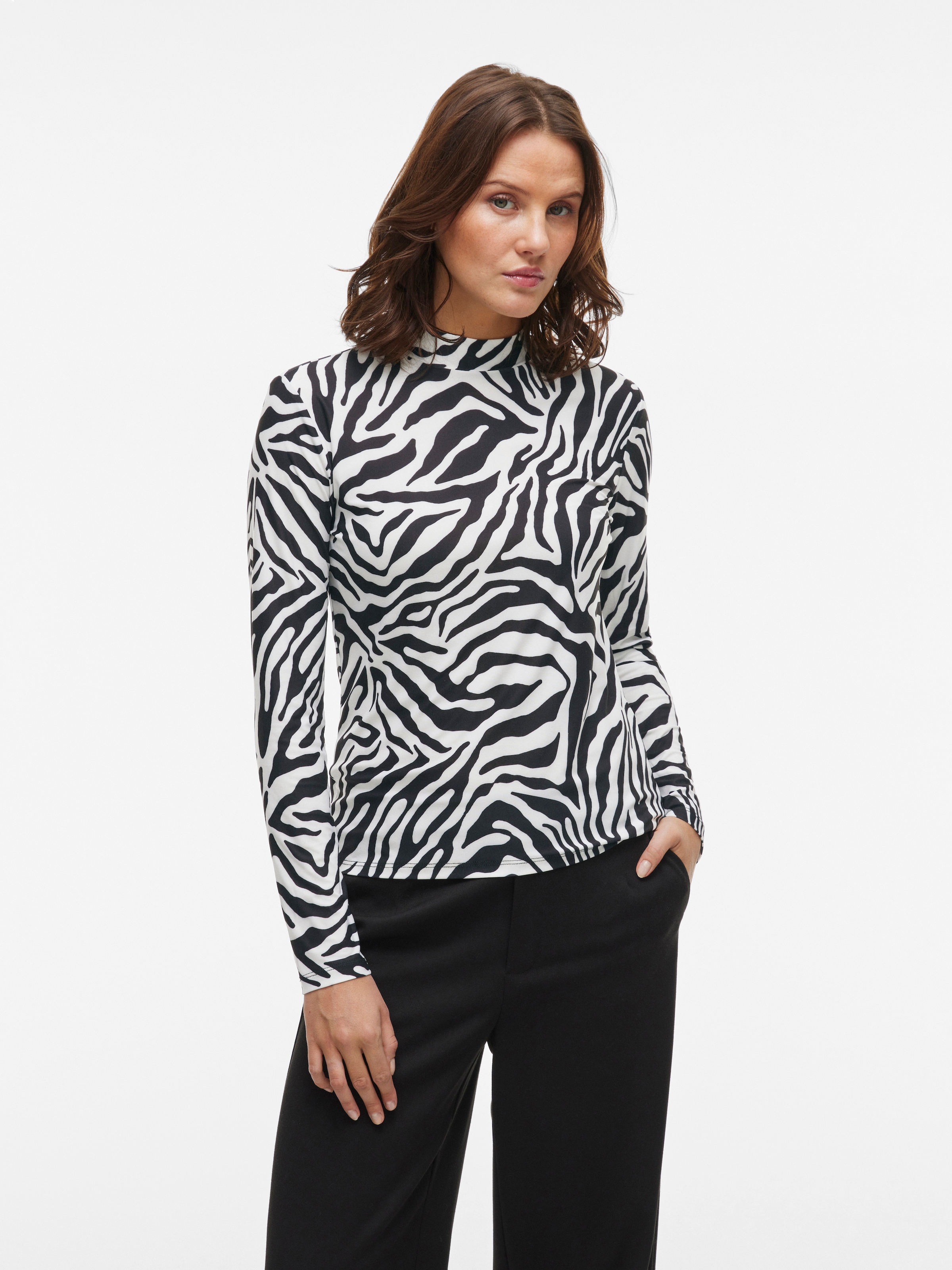 Vila Stehkragenshirt »VILEOA L/S ROLLNECK TOP - NOOS« Materialmix, regular fit