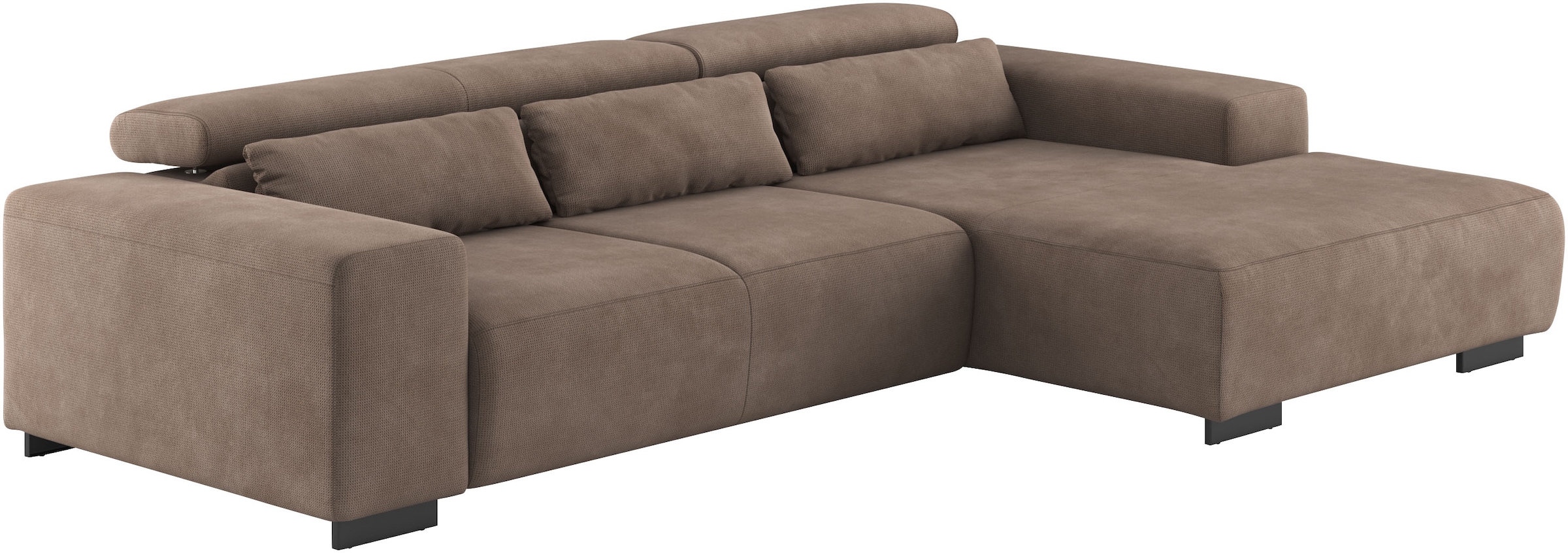 COTTA Ecksofa »Side L-Form, mit Kopfteilverstellung & 3 Nierenkissen«, optional motorische Sitztiefenverstellung