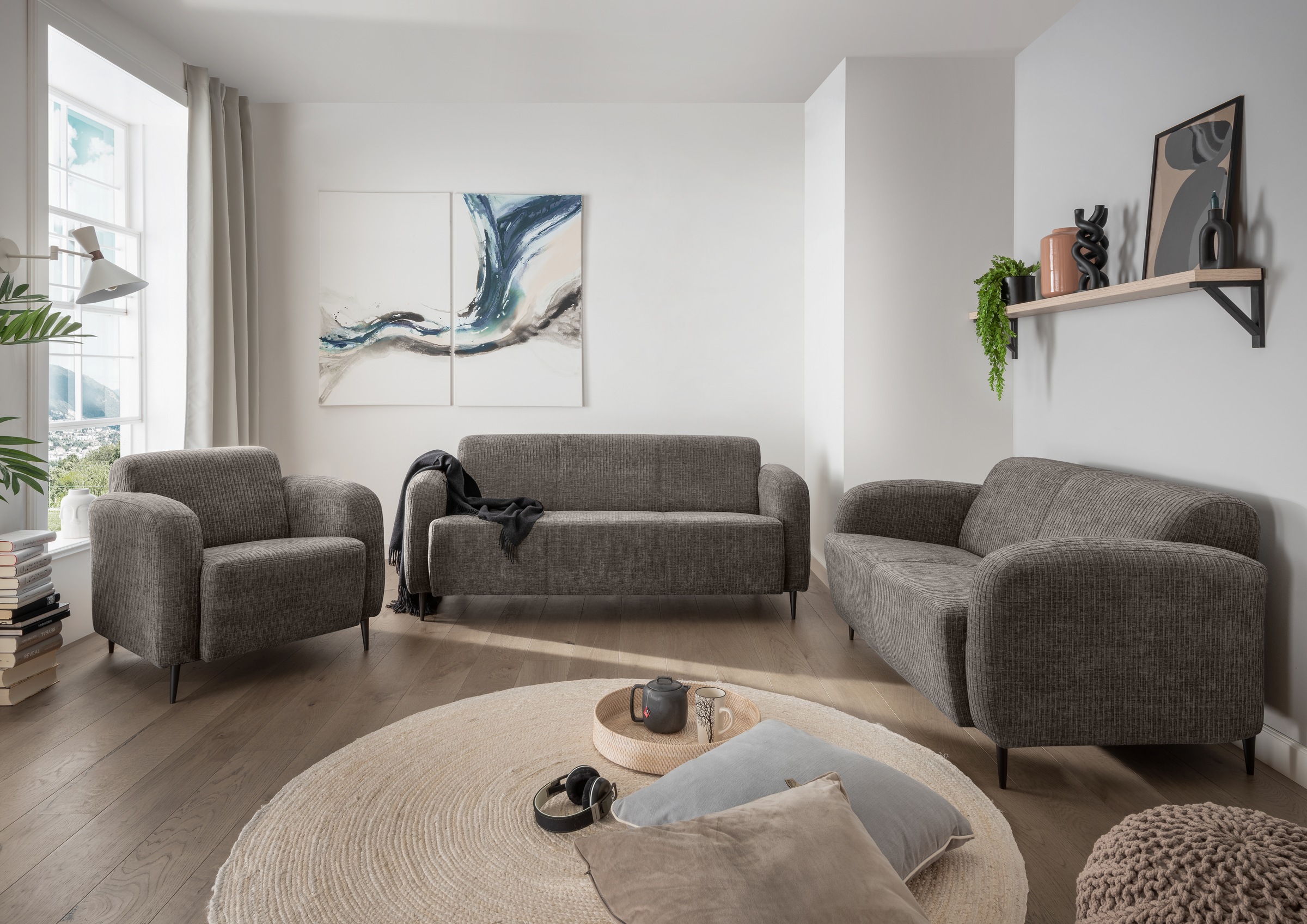 Home affaire Polstergarnitur »Marone« Set, 3-Sitzer, 2-Sitzer, Sessel, 3 St günstig online kaufen