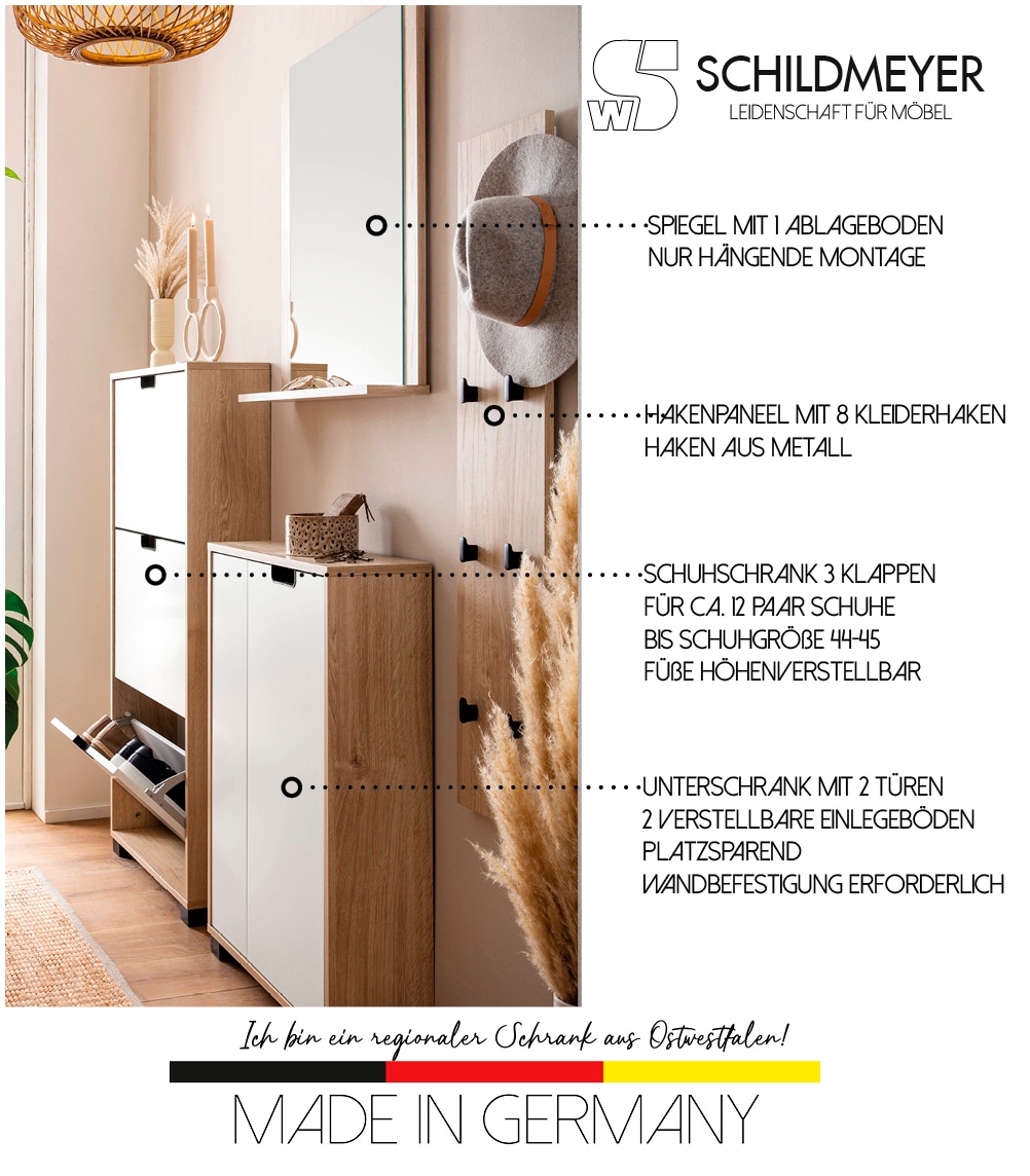 Schildmeyer Garderobenpaneel »Emmik, Breite 24,5 cm, mit 8 Kleiderhaken«, Made in Germany