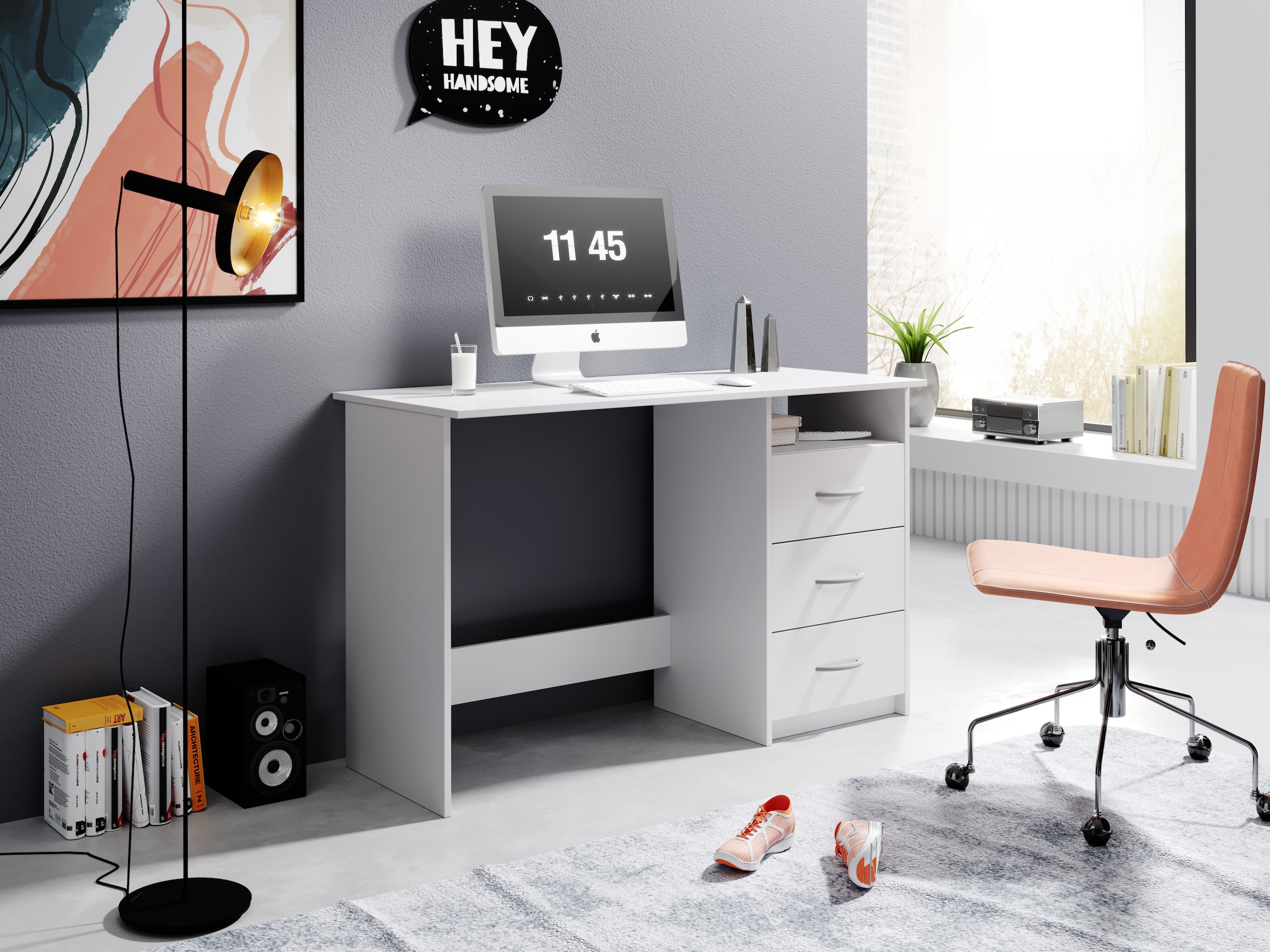 BEGA OFFICE Schreibtisch »Adria, Computertisch,«, Schubkästen rechts oder links montierbar, Breite 123 cm