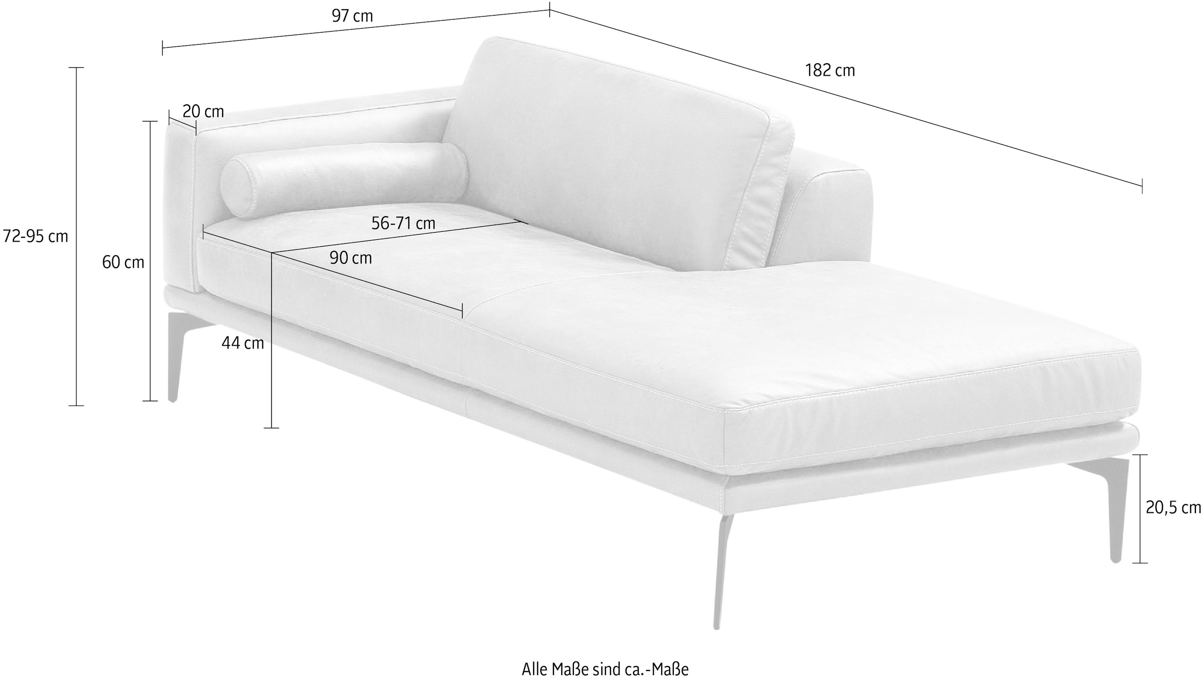 Egoitaliano Ottomane »Masu, Design trifft super Sitzkomfort, mit toller Detailverarbeitung«, Rückenkissen und Armteilrolle für mehr Komfort, mit Metallfüßen