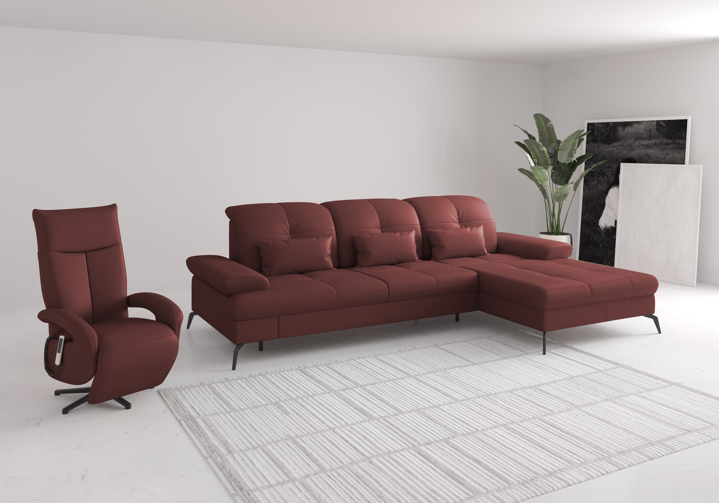 sit&more Ecksofa »Amica, L-Form, inkl. Sitztiefenverstellung & Armteilverstellung«, wahlweise mit Bettfunktion, Bettkasten und Kopfteilverstellung