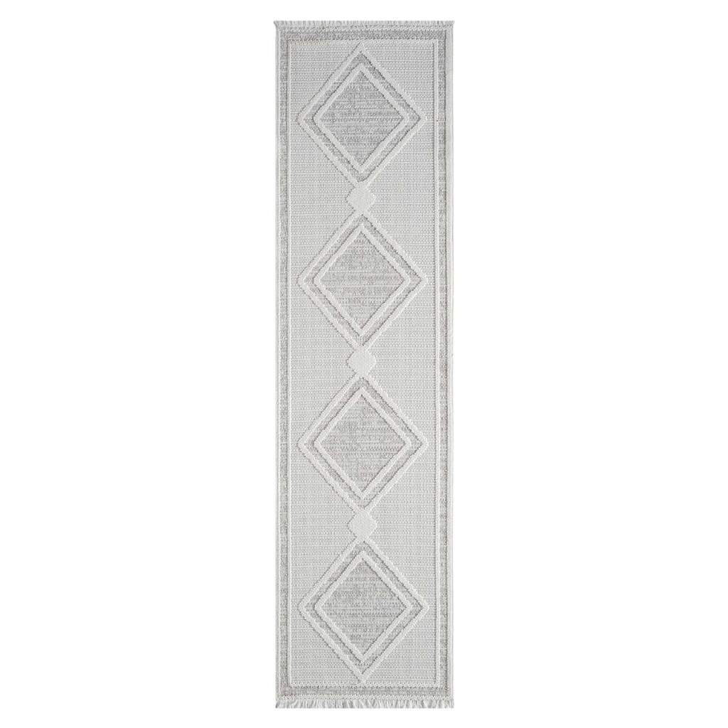 Carpet City Teppich »LINDO 8853«, rechteckig, 11 mm Höhe, Kurzflor, Hochtief-Muster/ 3D-Effekt, Fransen, Boho-Stil, Wohnzimmer