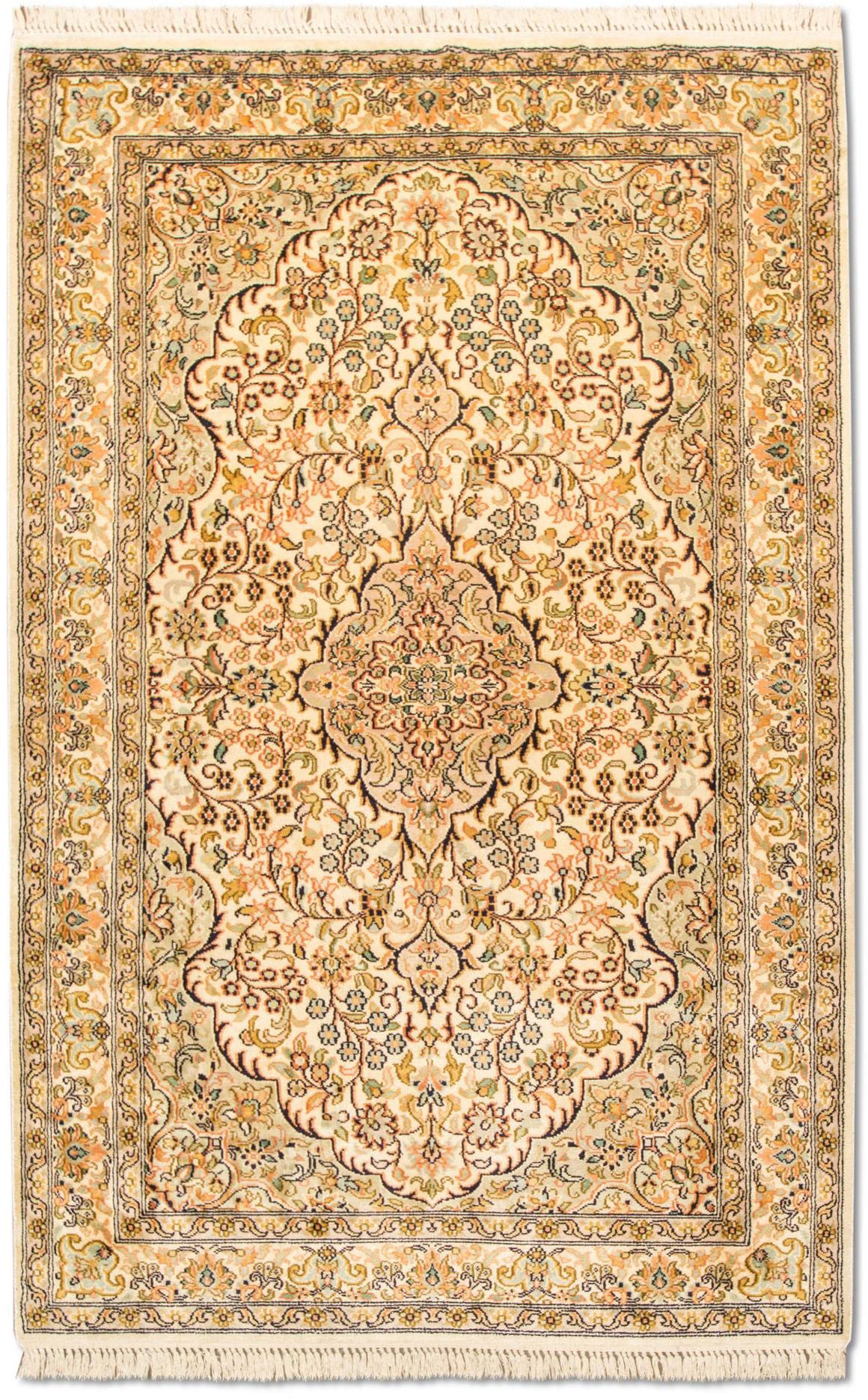 morgenland Teppich »Kaschmir Seide Teppich handgeknüpft beige«, rechteckig