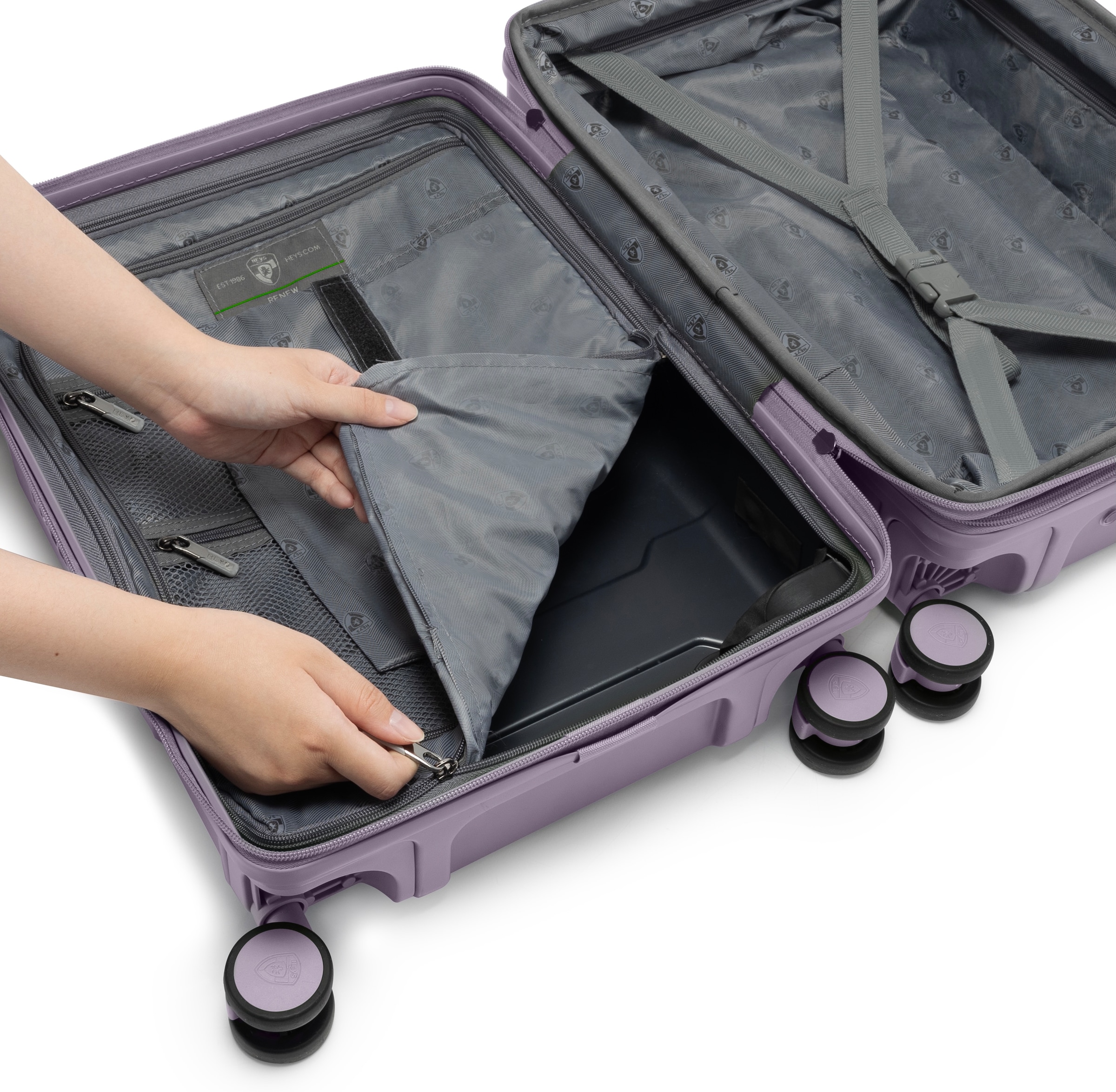 Heys Hartschalen-Trolley »ReNew, verschiedene Größen und Farben«, 4 Rollen, herausnehmbares Innenfutter Volumenerweiterung 5 Jahre Garantie