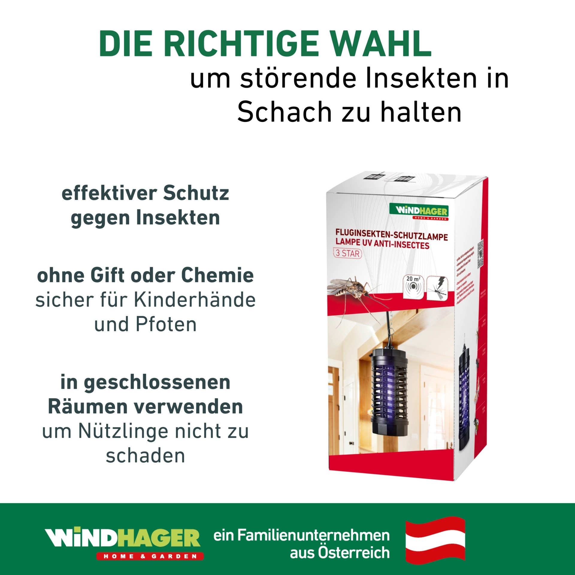 Windhager Insektenfalle »für Fluginsekten, Schutzlampe für den Fang von Insekten« vollisoliertes Kunststoffgehäuse, UV-Lampe mit 4 oder 11 Watt