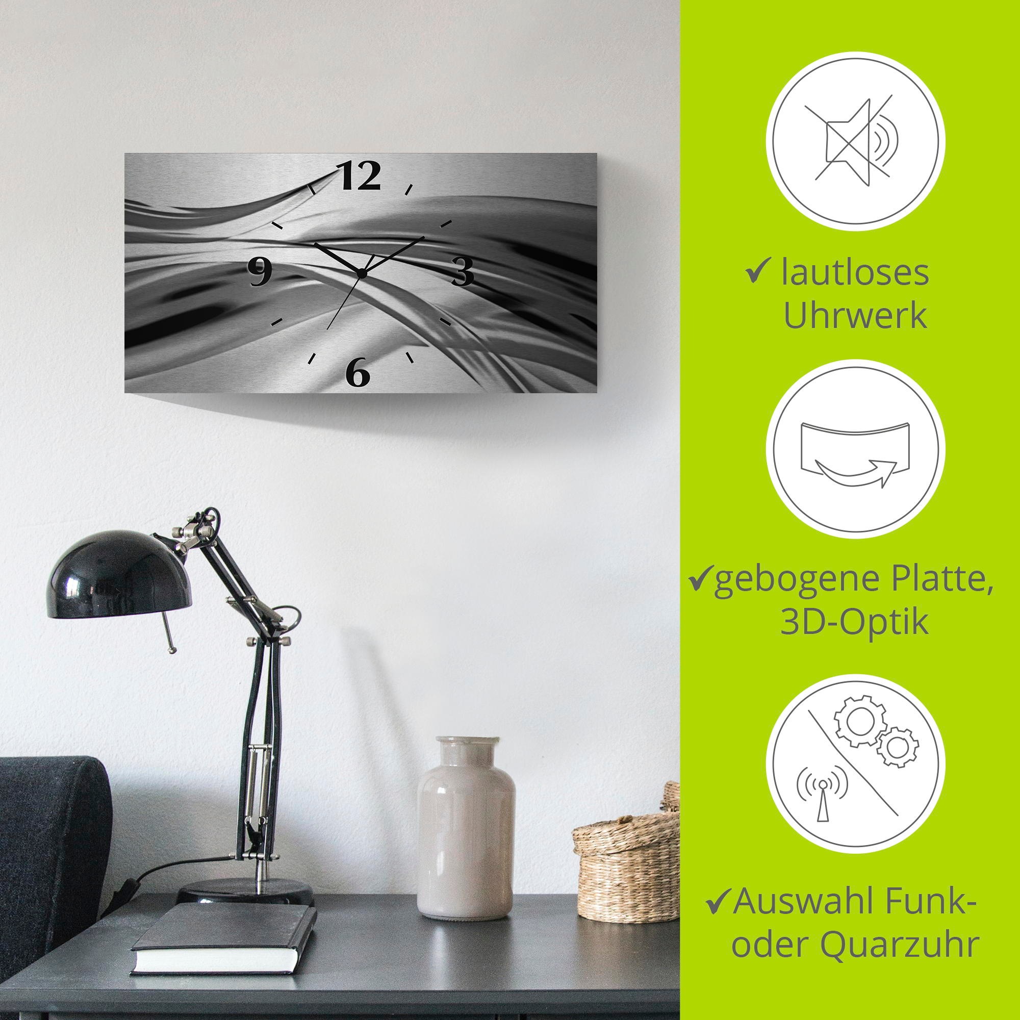 Artland Wanduhr »Schöne Welle - Abstrakt«, 3D Optik gebogen, mit Quarz- oder Funkuhrwerk, versch. Größen