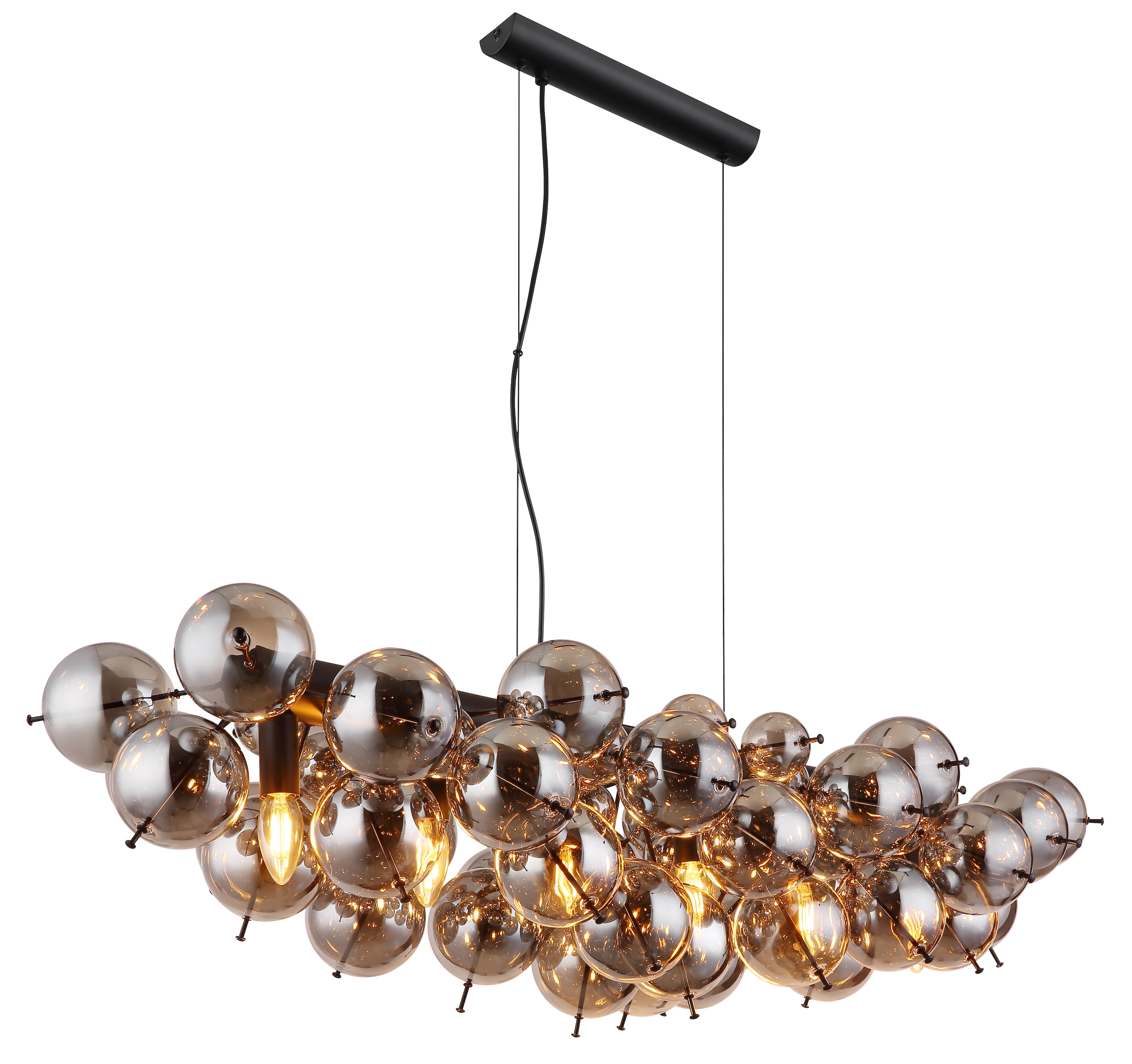 GLOBO LIGHTING Hängeleuchte »UDO« E14 1 Stk. Hängelampe Glaskugeln rauchfarben 2 Glasgrößen Esszimmer Esstisch