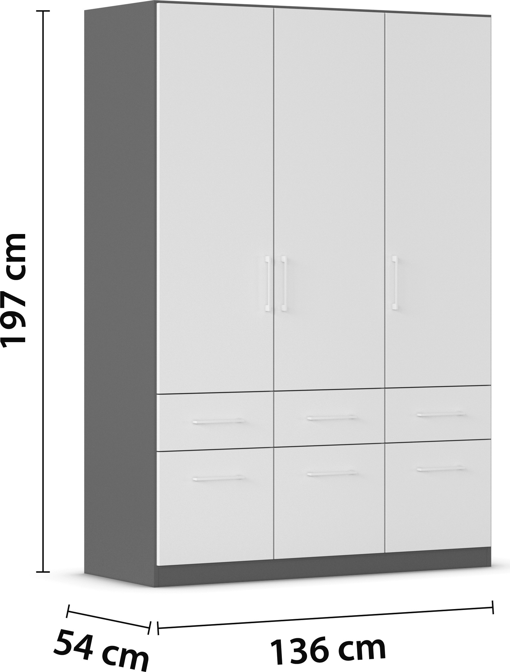 rauch Kleiderschrank »Kleiderschrank Schrank Garderobe Wäscheschrank DUNDEE«, (mit 3 Griff-Varianten), Schubladen in zwei Höhen, optional mit Spiegel MADE IN GERMANY