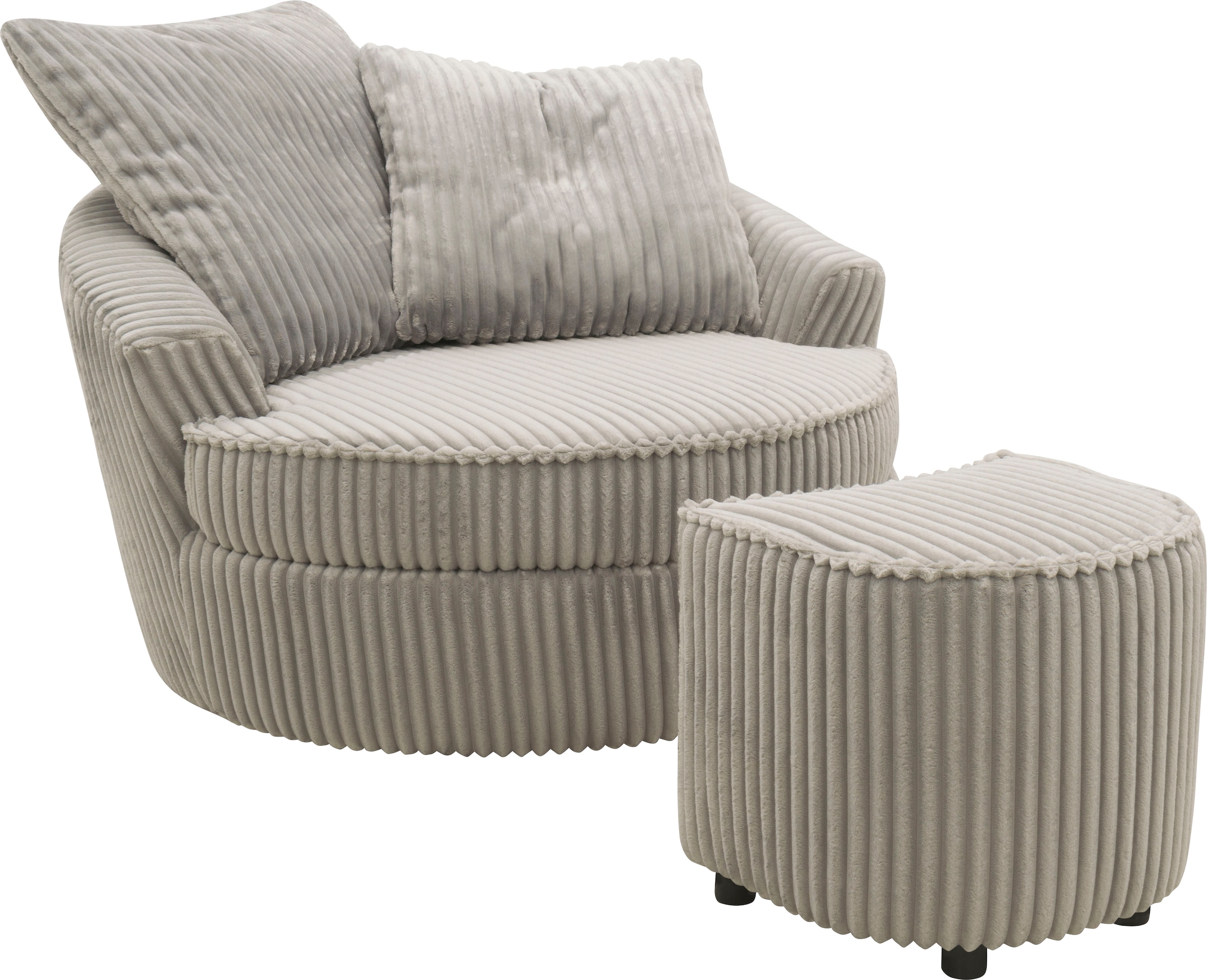 INOSIGN Drehsessel »AMECA, Relaxsessel mit Drehfunktion und Hocker, 122 x 126 x 76 cm,«, (Set, 2 St.), Love-Seat XXL und Lesesessel in Megacord