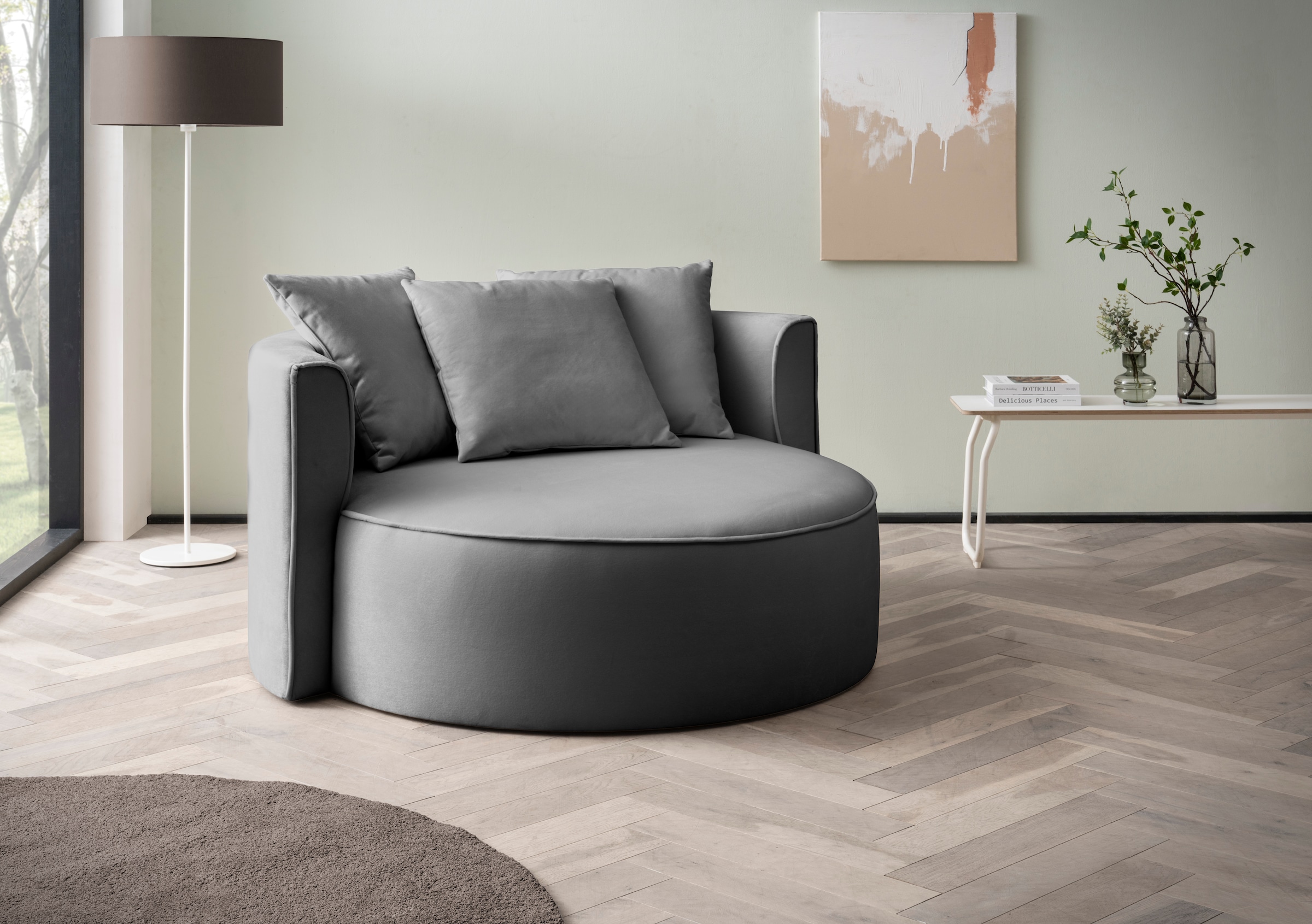 LeGer Home by Lena Gercke XXL-Sessel »Isalie, Lesesessel, Loveseat, inklusive Zierkissen«, extra große Sitzfläche, optional mit Hocker, Cord, Samt, Bouclé