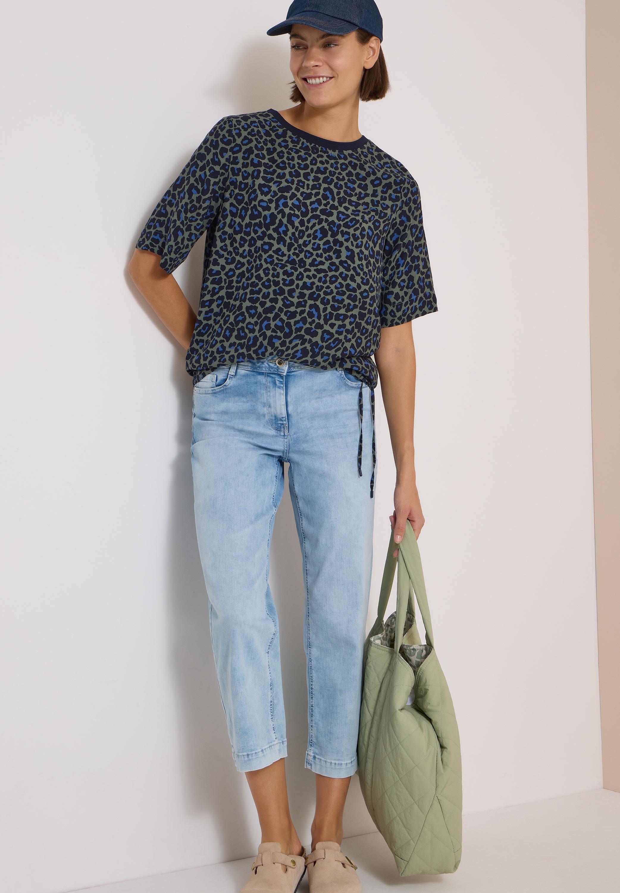 Cecil Shirtbluse mit Animal-Print, Rundhalsausschnitt, Viskose
