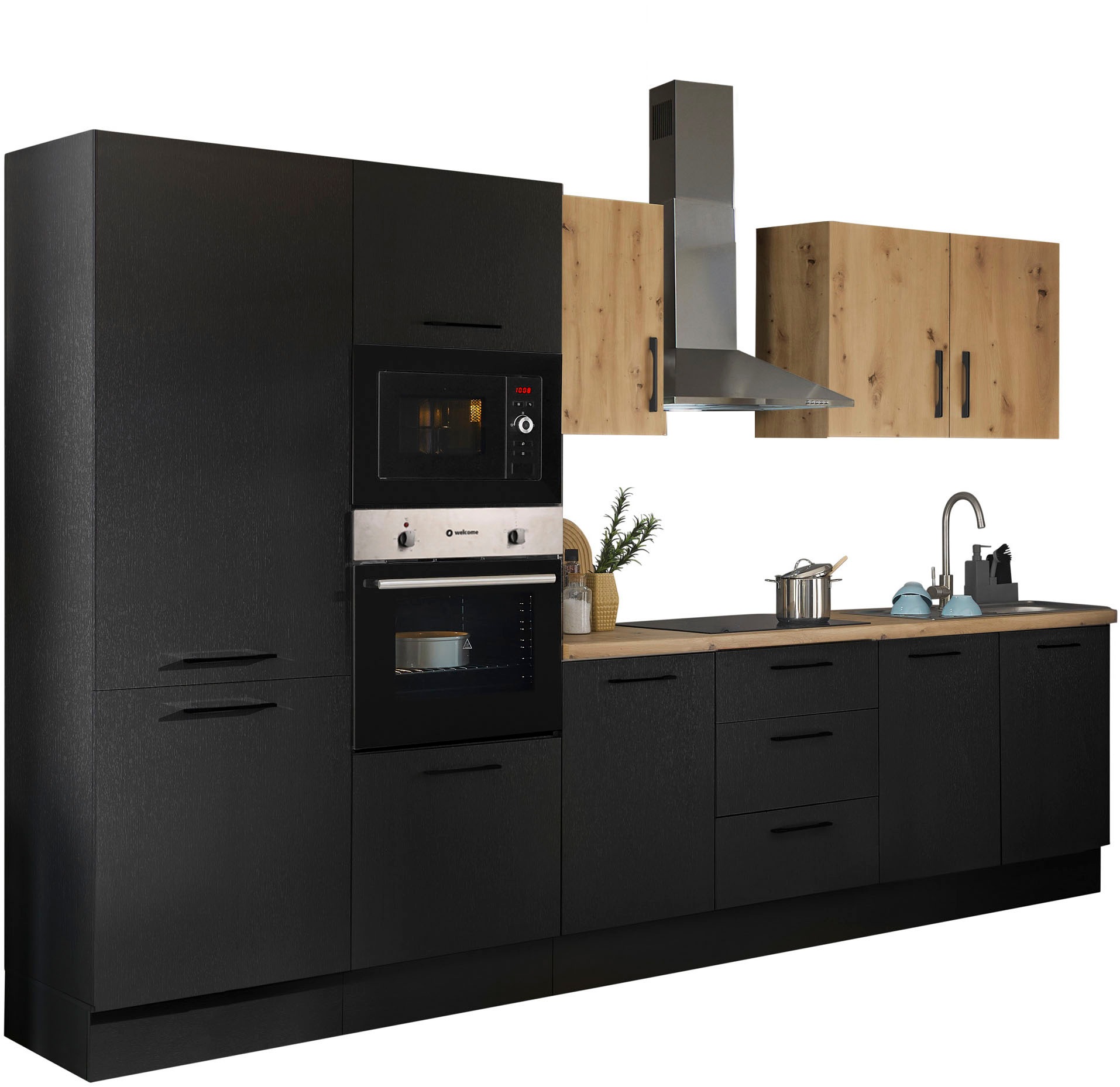 BASIC by Balculina Küchenzeile »Turin«, Breite 330 cm, wahlweise mit E-Geräten