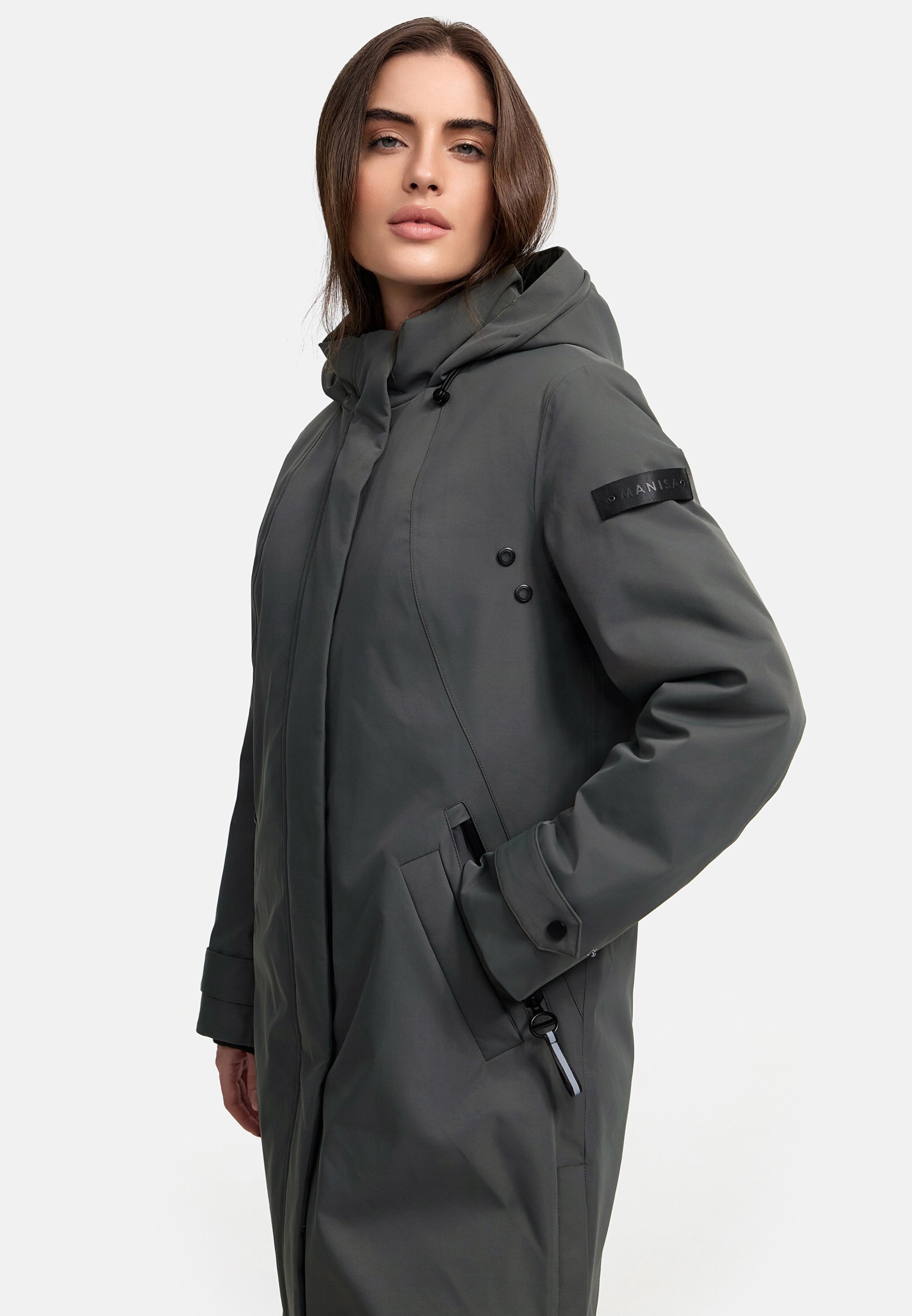 MANISA Regenmantel mit Reißverschluss an Seiten khaki 46 46 Mantel von MANISA