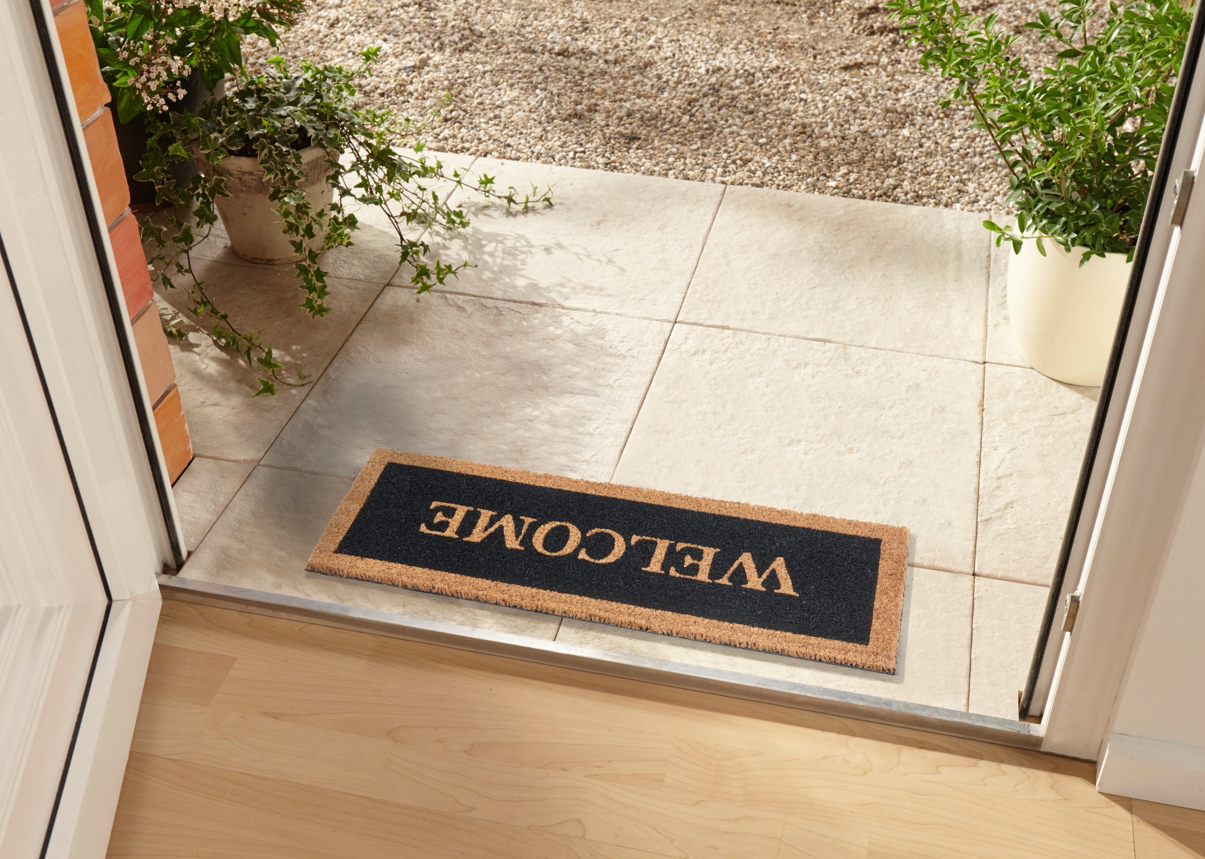 HANSE Home Fußmatte »Mix Mats Kokos Welcome Border, Türmatte«, rechteckig, 15 mm Höhe, Kokos, Schmutzfangmatte, Outdoor, Rutschfest, Innen, Kokosmatte, Flur