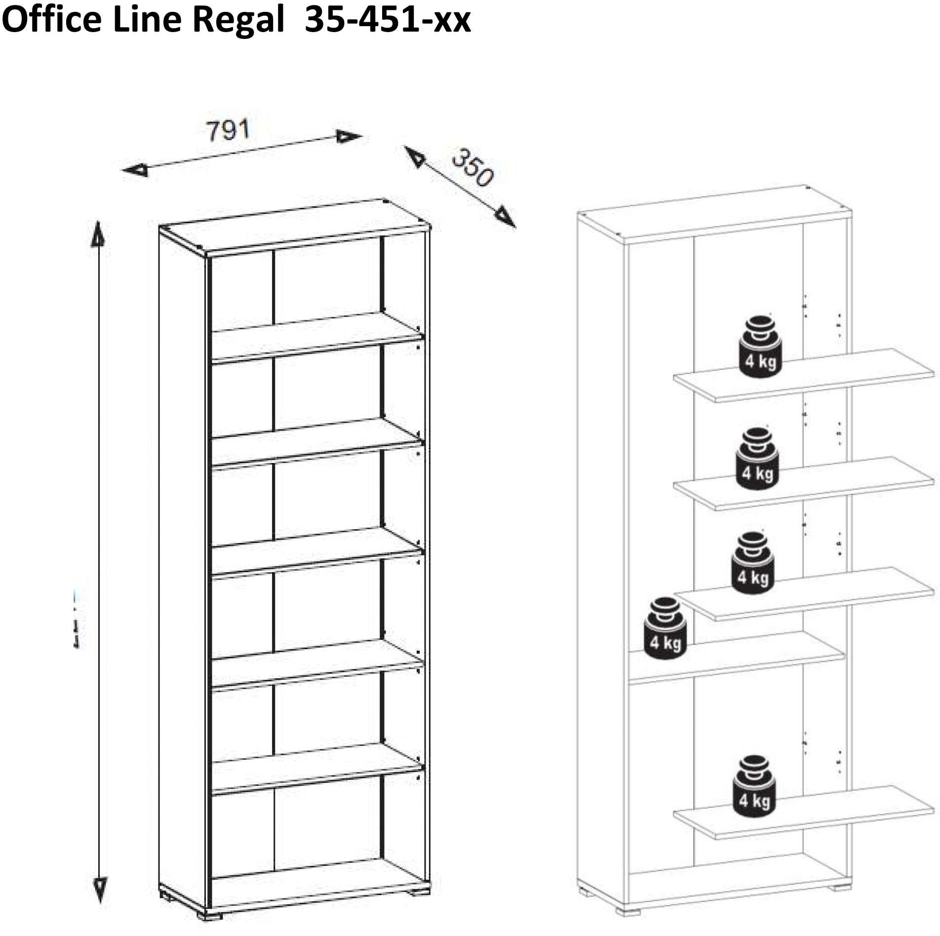BEGA OFFICE Aktenregal »Office Line«, 6 offenen Fächer, Regal wahlweise weiß oder Eiche Sonoma Nachbildung