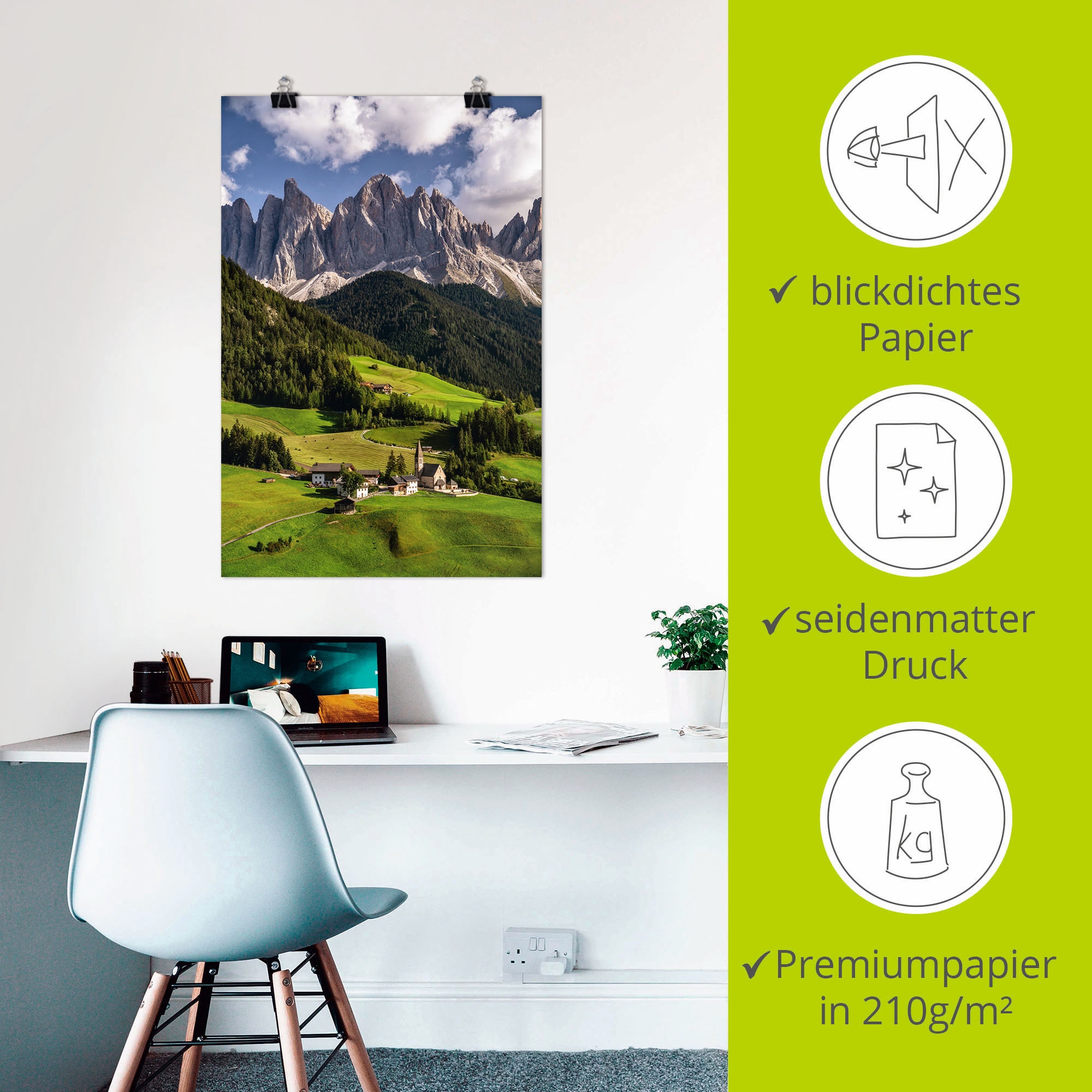 Artland Wandbild »Sommer in Südtirol in den Dolomiten«, Berge &  Alpenbilder, (1 St.), als Alubild, Leinwandbild, Wandaufkleber oder Poster  in versch. Größen online kaufen