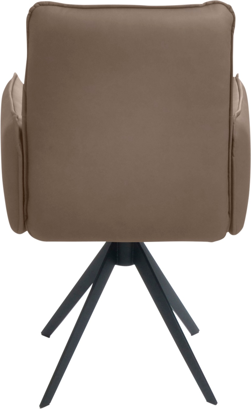 K+W Komfort & Wohnen Drehstuhl, Leder, Blitzdrehkreuz und Rückholfunktion, dekorativer 12mm Biese