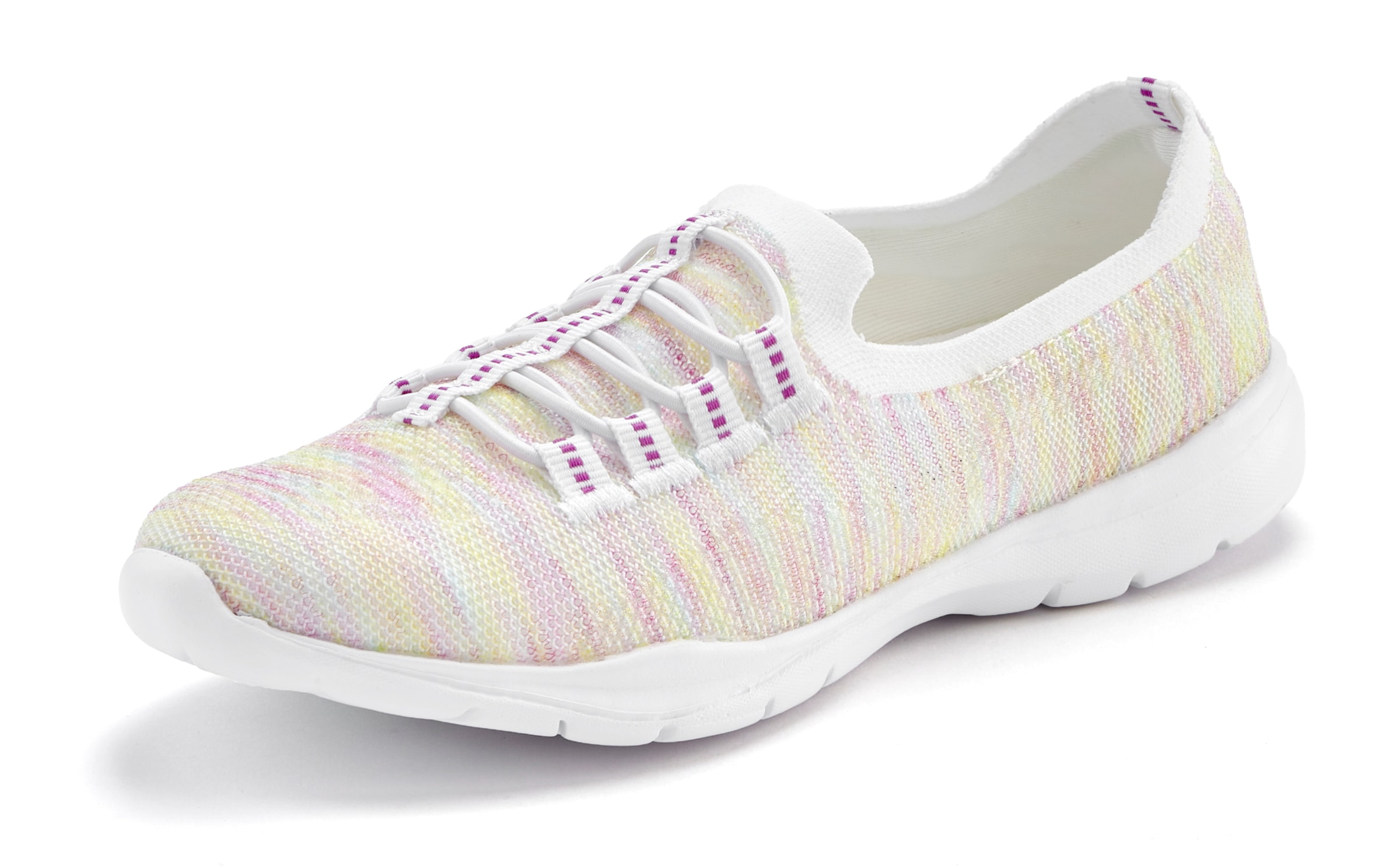 LASCANA Sneaker »Slipper, Halbschuh, leichtes Meshmaterial«, zum Reinschlüpfen mit elastischen Schnürbändern VEGAN