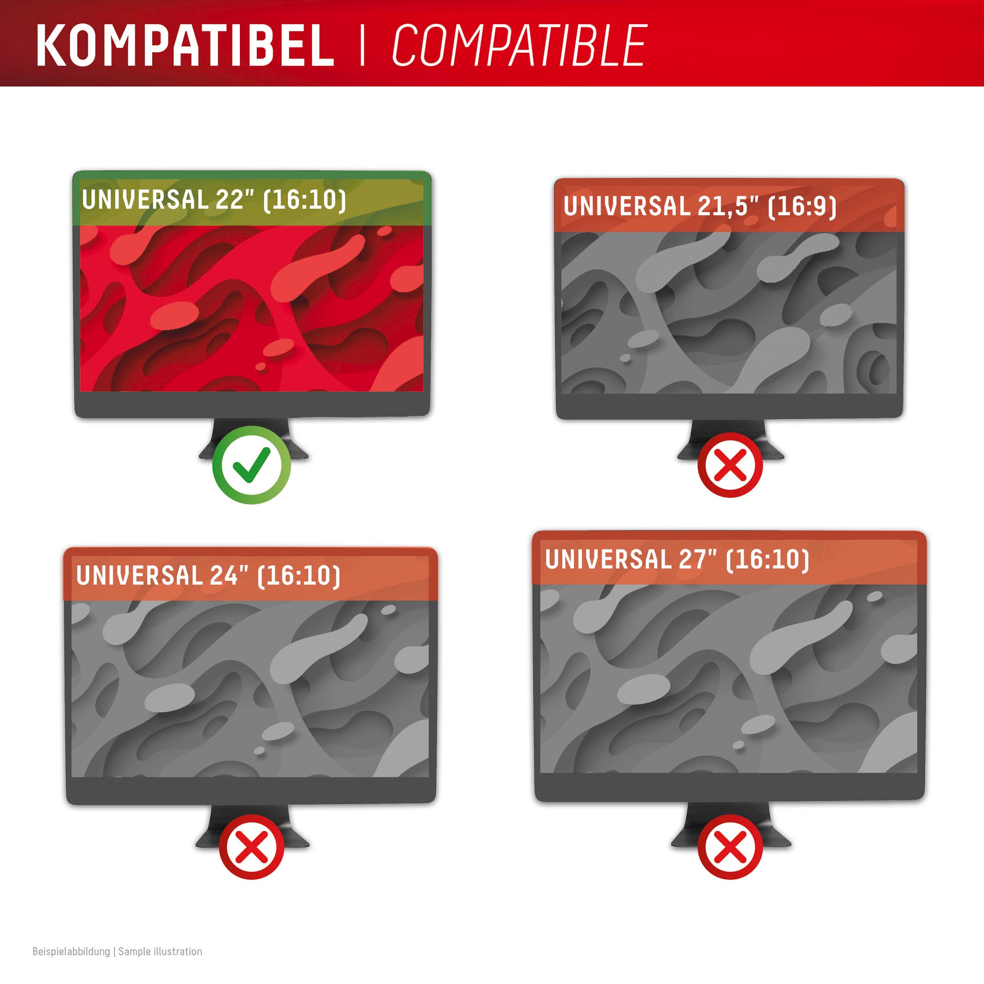 Displex Displayschutzfolie »Privacy Safe Blickschutzfilter«, für Universell für Monitore mit 22 (16:10), Blickschutzfolie, Schutzfolie, Bildschirmschutz, kratz- & stoßfest