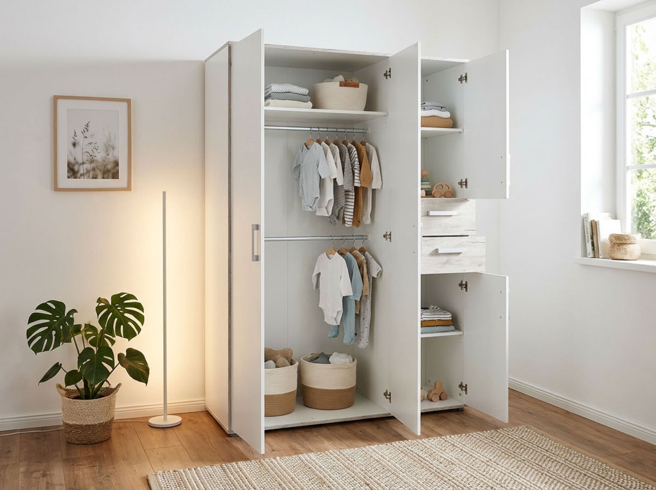 arthur berndt Babyzimmer-Komplettset »Bente« Set, Kinderbett, Schrank, Wickelkommode, 3 Stk. tlg. Made in Germany; mit Kinderbett, Schrank und Wickelkommode