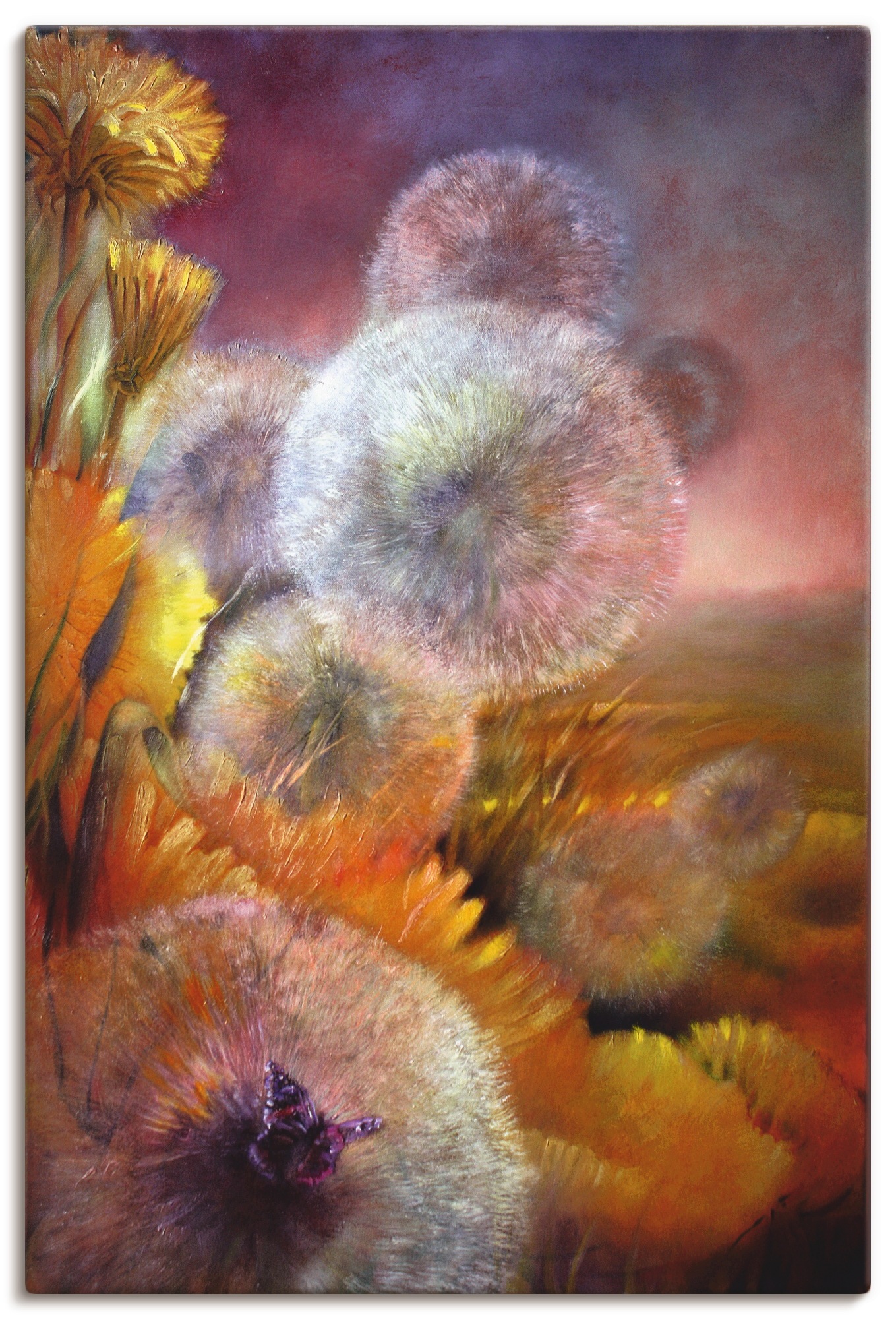 Artland Wandbild »Löwenzahn und Schmetterling« Blumen 1 Stk. tlg. als Leinw günstig online kaufen