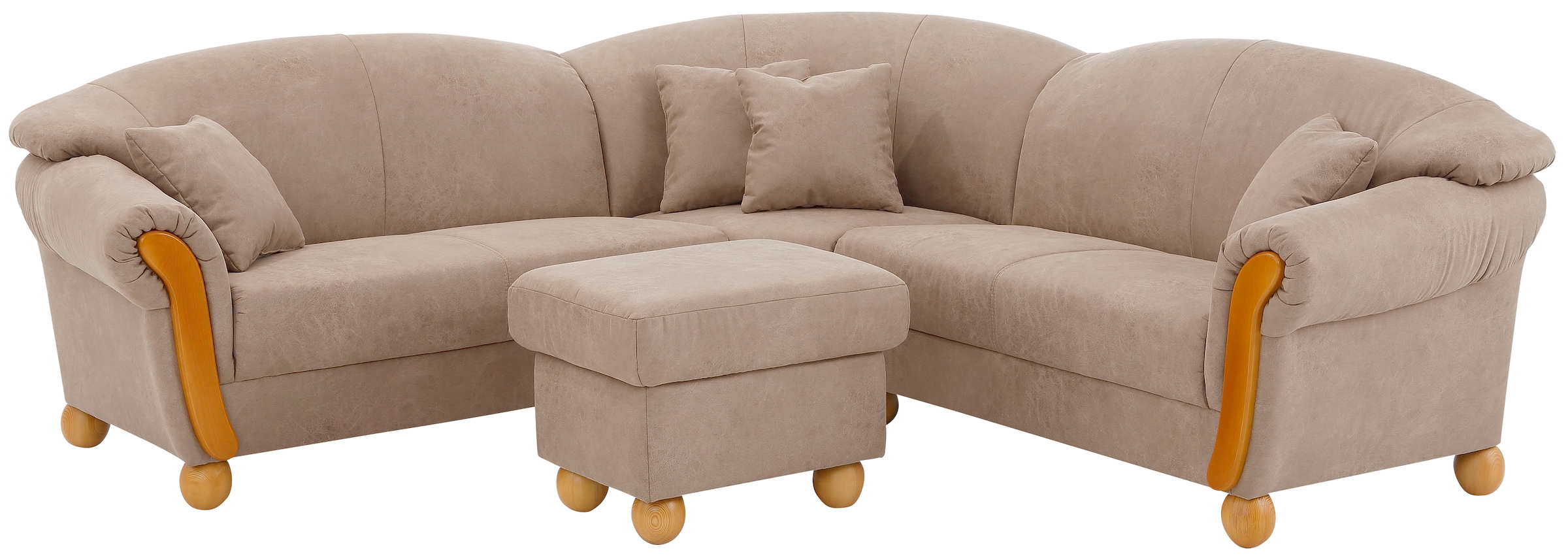 Home affaire Ecksofa »Milano Vintage, L-Form«, mit Federkern, Bezug in Lederoptik, incl. 4 Zierkissen