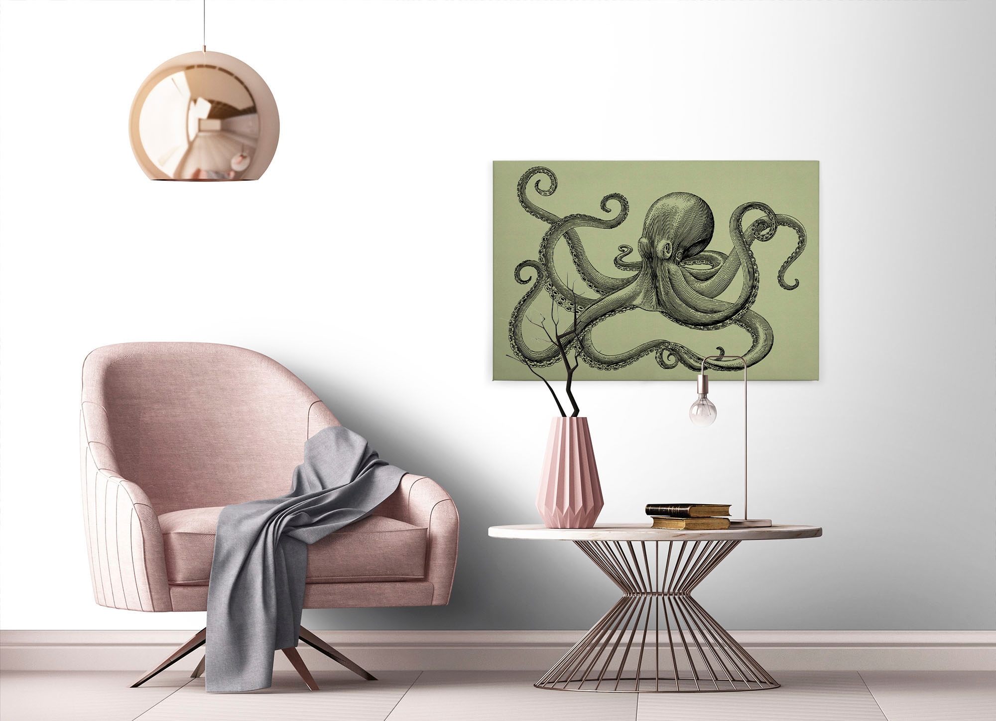 A.S. Création Leinwandbild »jules 3«, Kunst-Tiere-Kinder, (1 St.), Keilrahmen Octopus Krake Grün Schwarz Leinwand-Bild Wohnzimmer modern