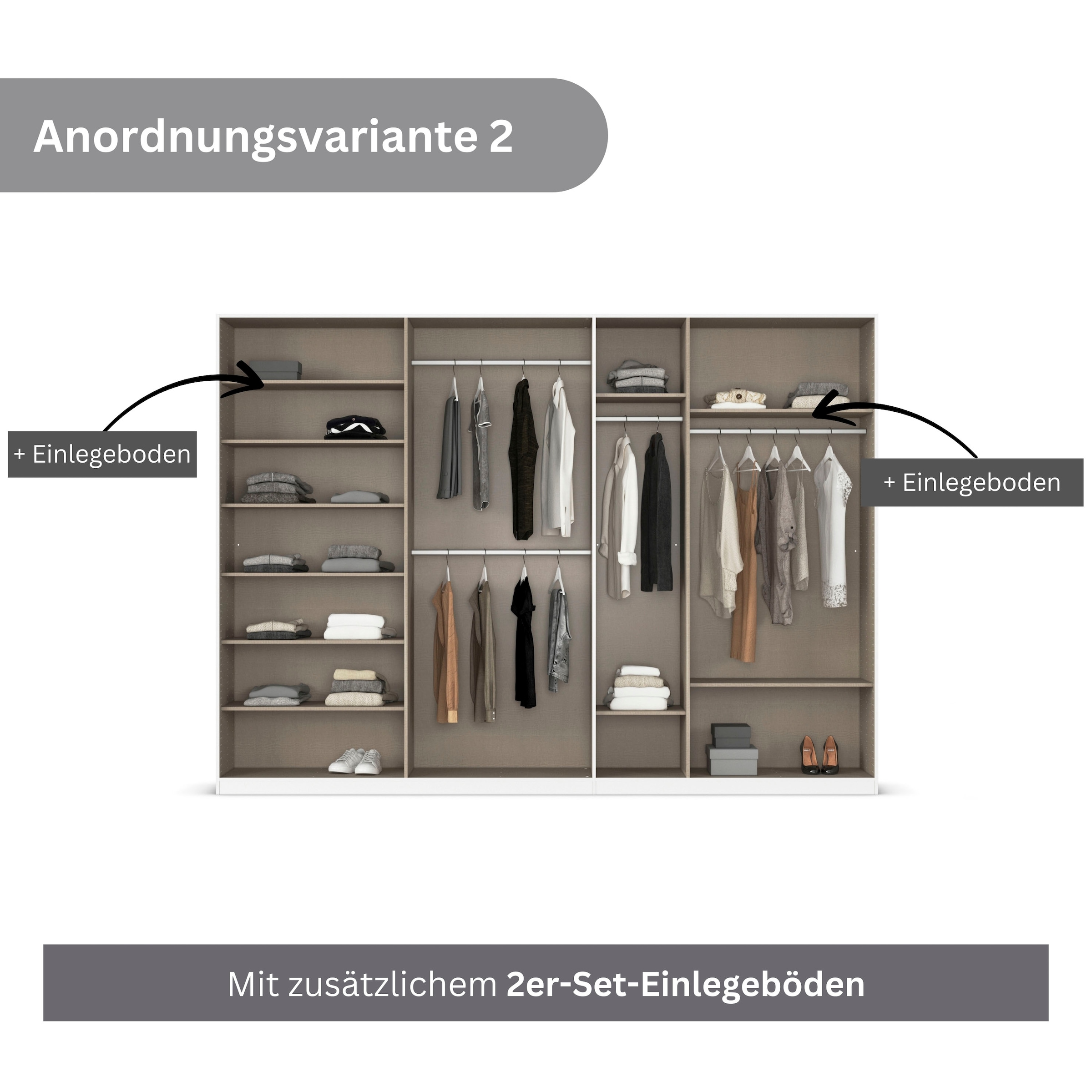 rauch Drehtürenschrank »Kleiderschrank Schrank Garderobe AGORDO mit Dekor- oder Hochglanzfront«, (in zwei Griff-Farben), durchdachte Innenausstattung, in 6 Breiten und 2 Höhen MADE IN GERMANY