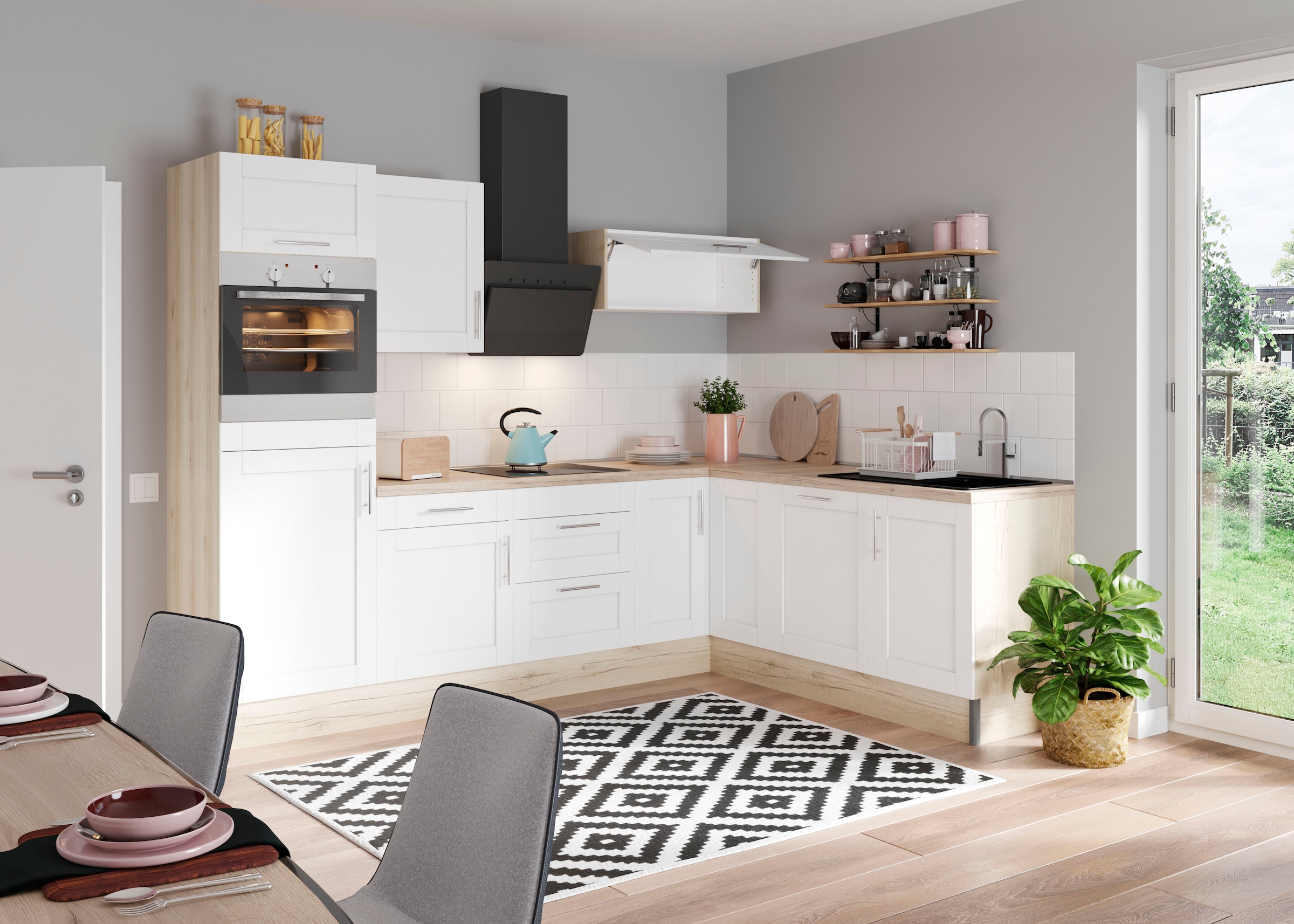 OPTIFIT Küche »Ahus«, 200 x 270 cm breit, wahlweise mit E-Geräten, Soft Close Funktion