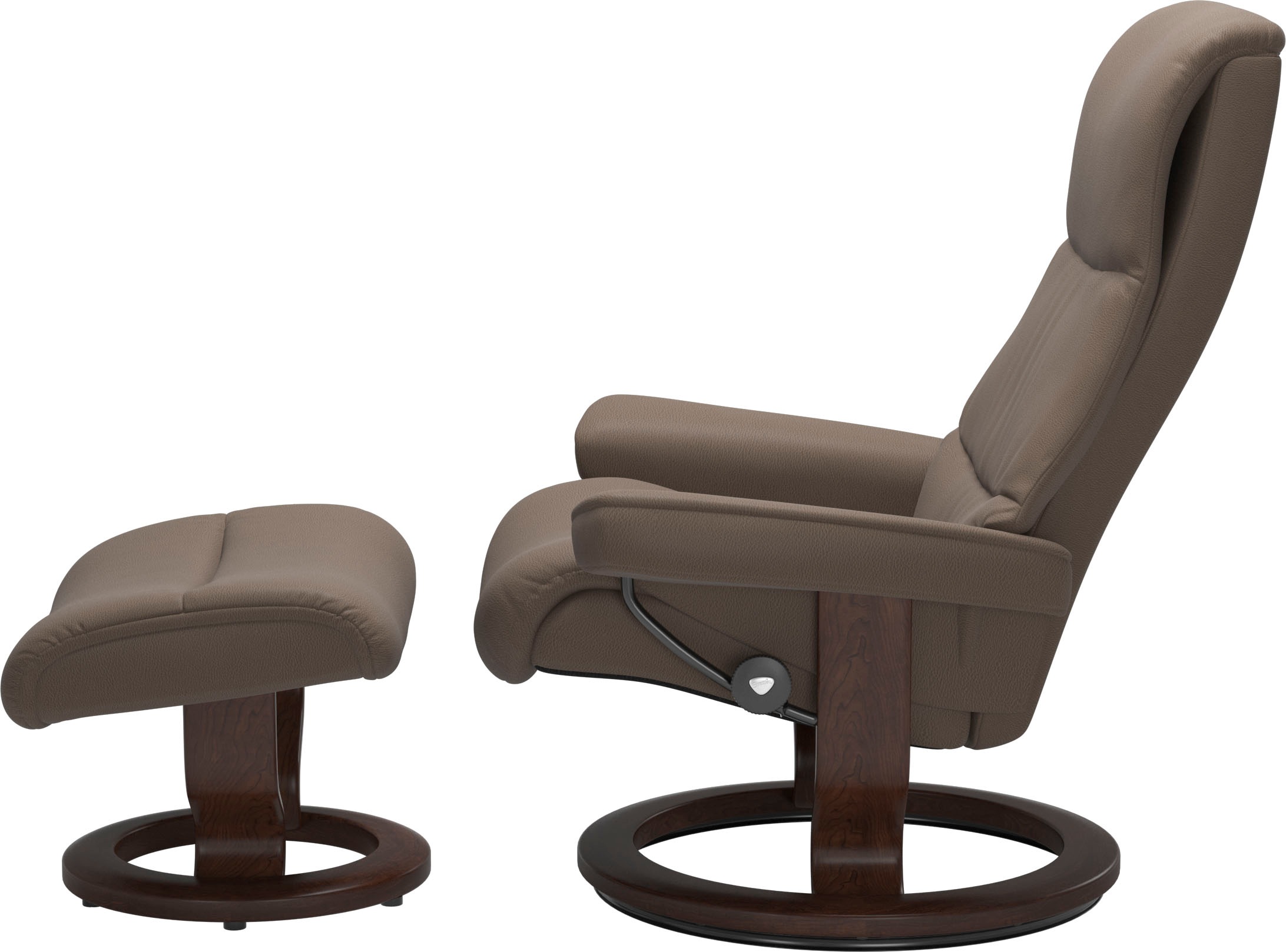 Stressless® Relaxsessel »View«, (Set, Relaxsessel mit Hocker), mit Classic Base, Größe M,Gestell Braun