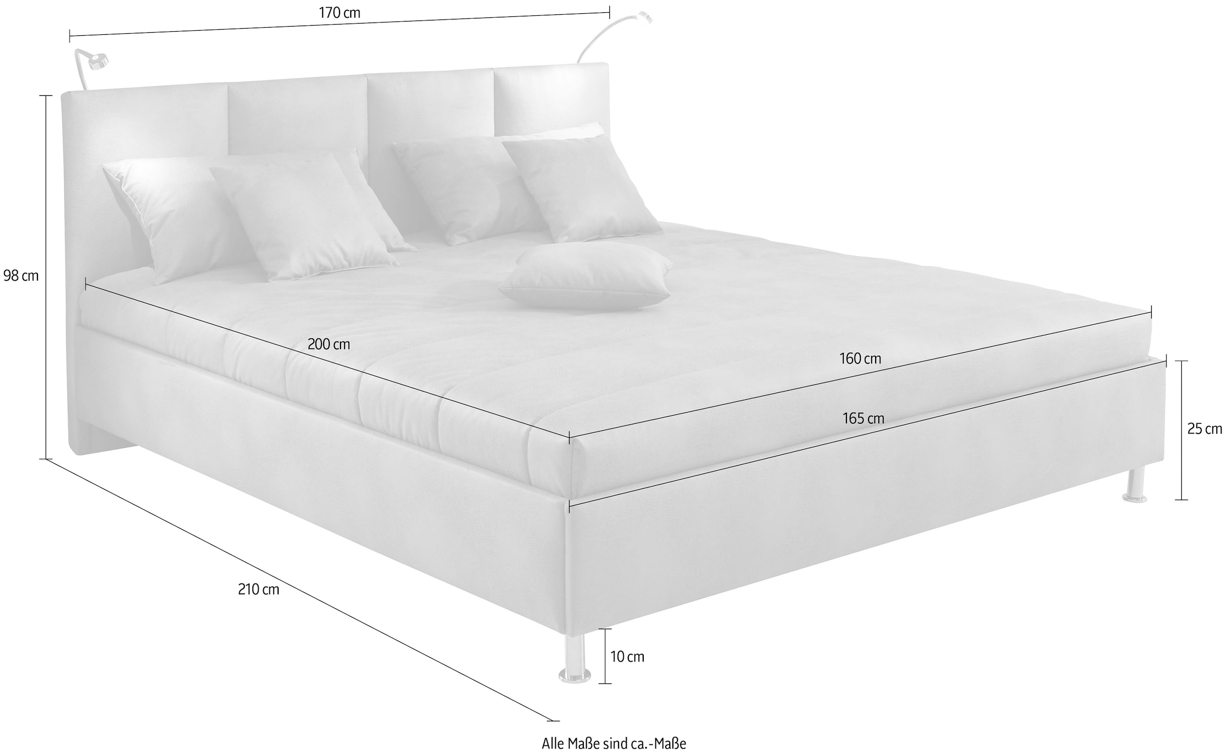 Westfalia Schlafkomfort Bett mit Bezug aus Microvelours in Lederoptik, vormontierte Schrauben