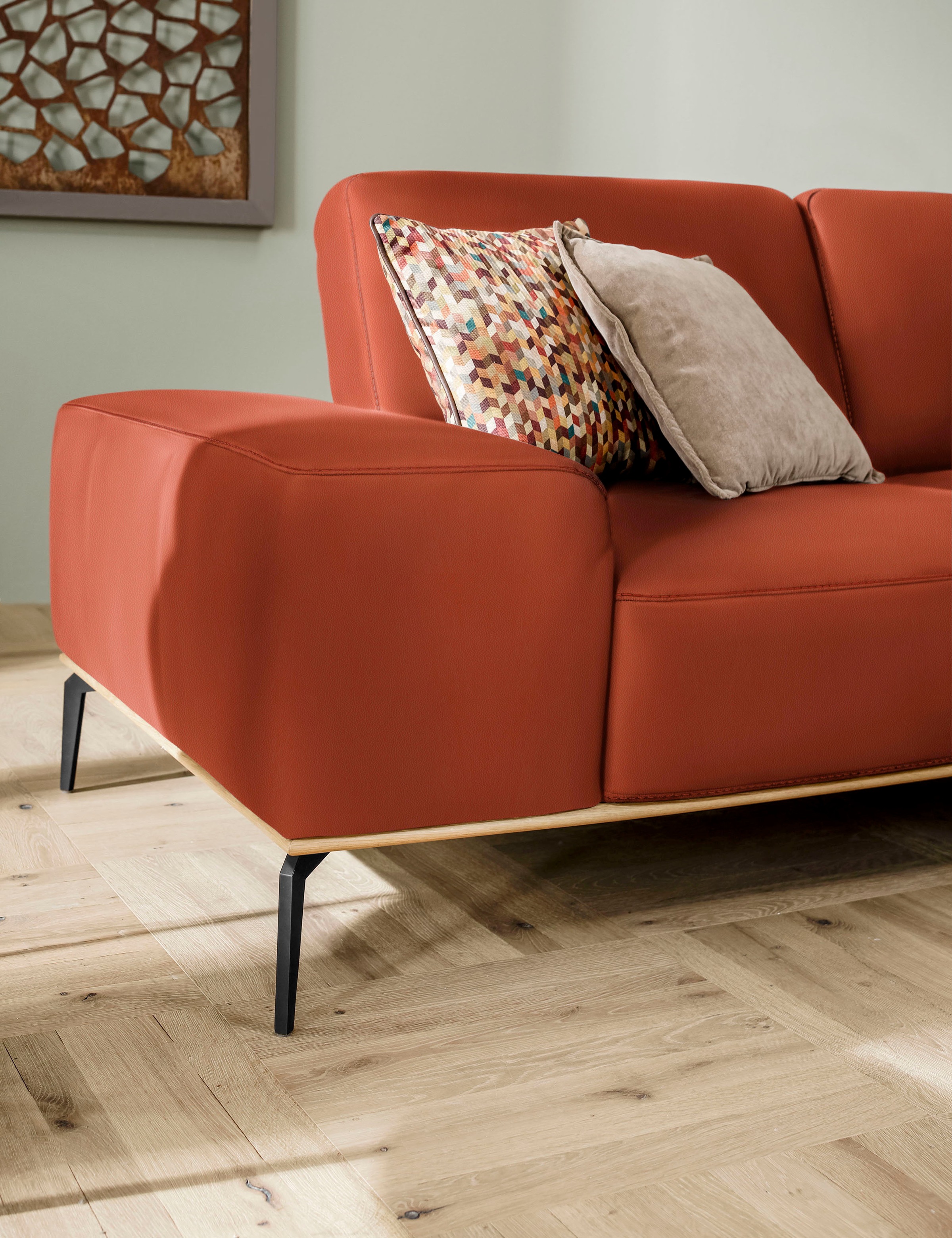 W.SCHILLIG Ecksofa »run, Designsofa mit tollem Sitzkomfort, bequem, L-Form«, mit Holzsockel, Füße in Schwarz pulverbeschichtet, Breite 299 cm