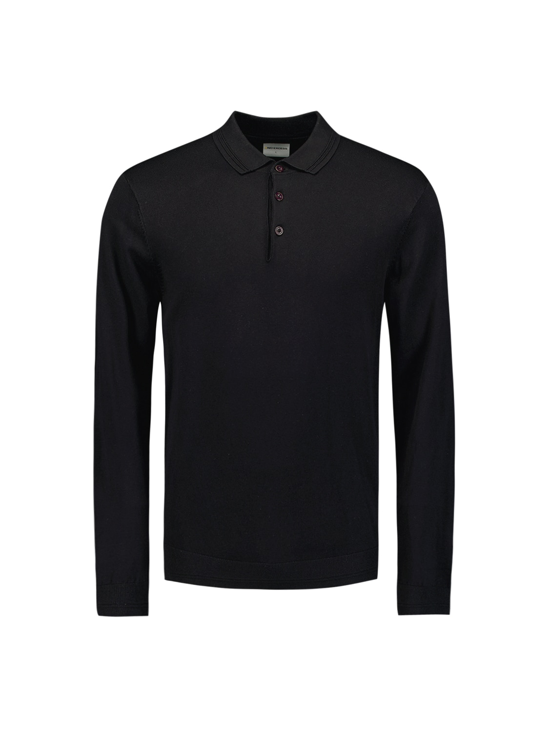 NO EXCESS Rundhalspullover »No Excess Langärmeliger Polo-Pullover«
