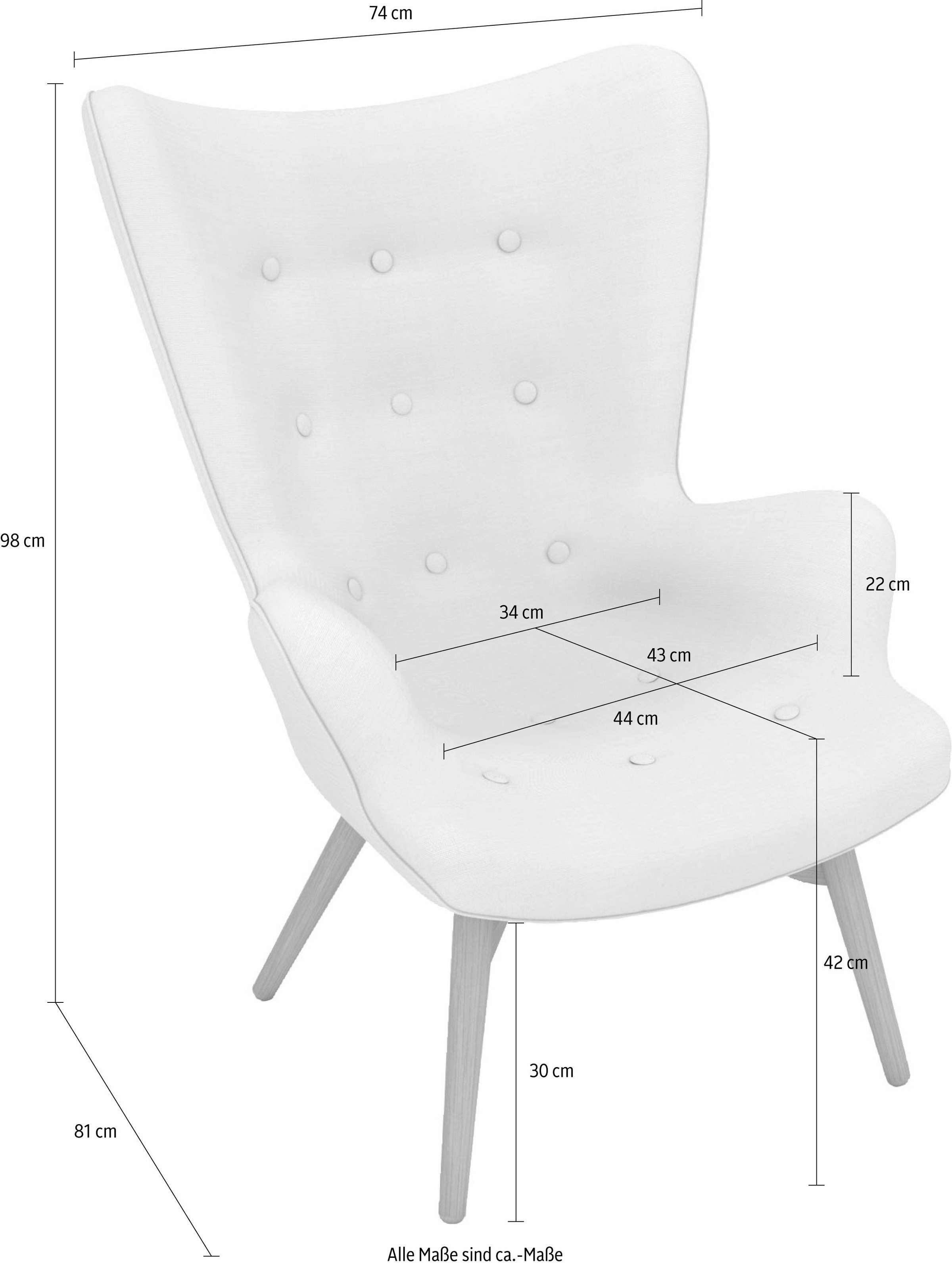 Max Winzer® Sessel »build-a-chair Arne, Hochlehnsessel«, im Retrolook, zum Selbstgestalten, Hochlehner