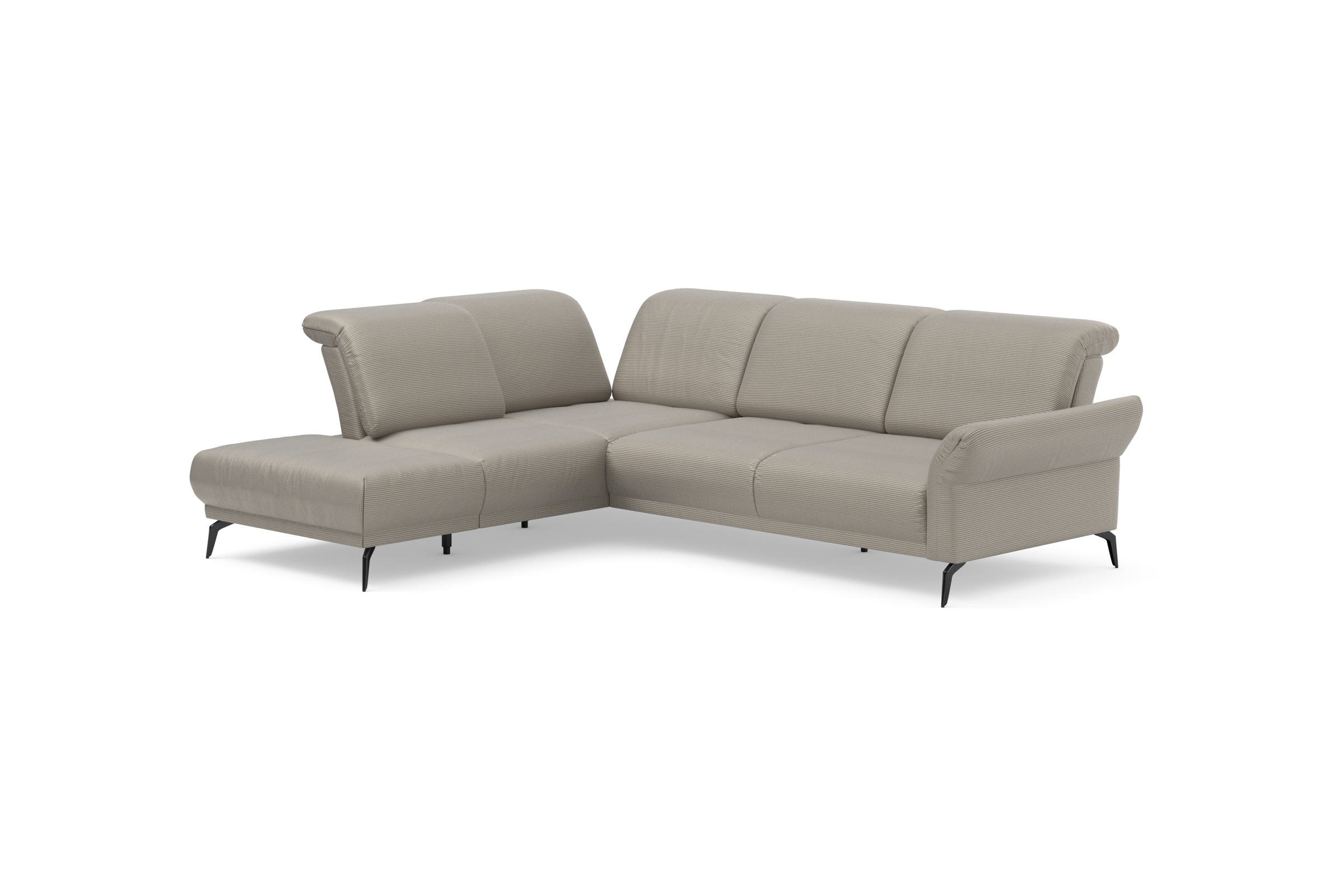 INOSIGN Ecksofa »Coco L-Form«, Sitztiefen-, Arm- und Kopfteilverstellung, Cord-Bezug, Fußhöhe 15 cm