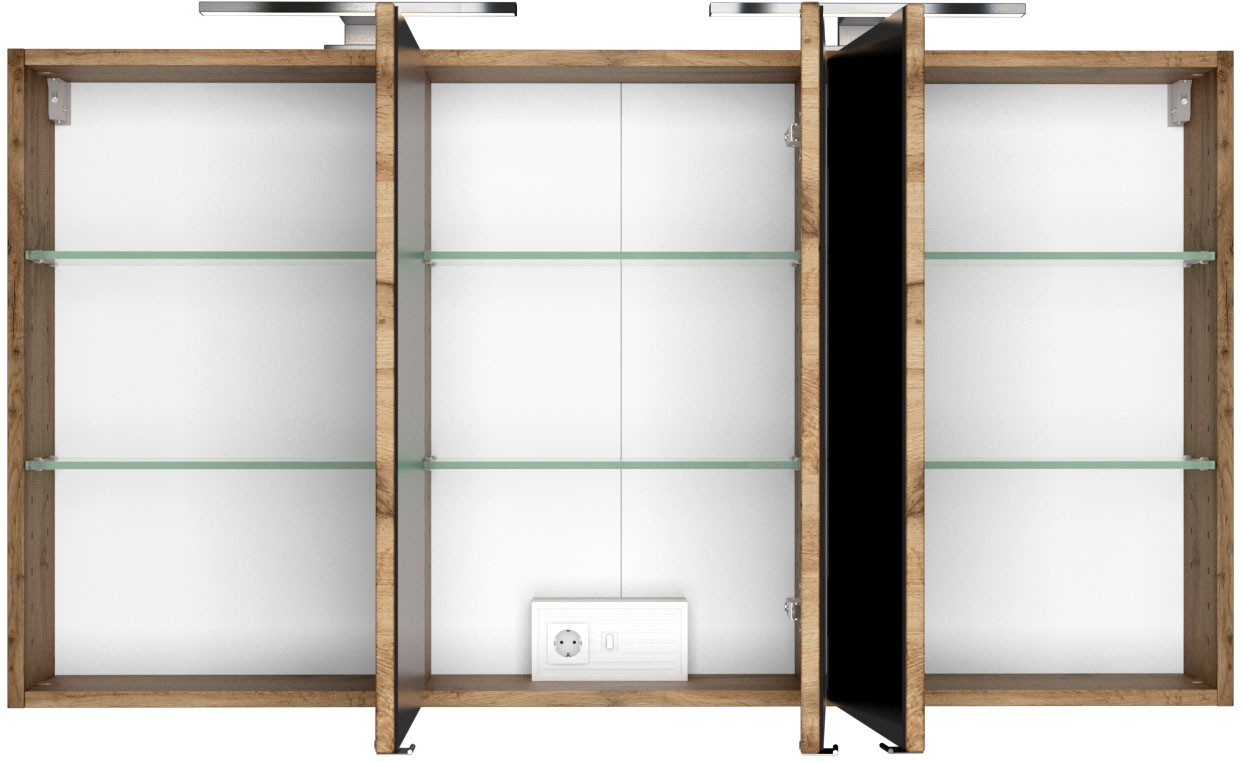 welltime Badmöbel-Set »Welltime Möbel Baabe Waschtisch-Set 3tlg. oder 5tlg.«, (3 St.), gedämpfte Scharniere und Softclose-Funktion, inklusive LED-Beleuchtung