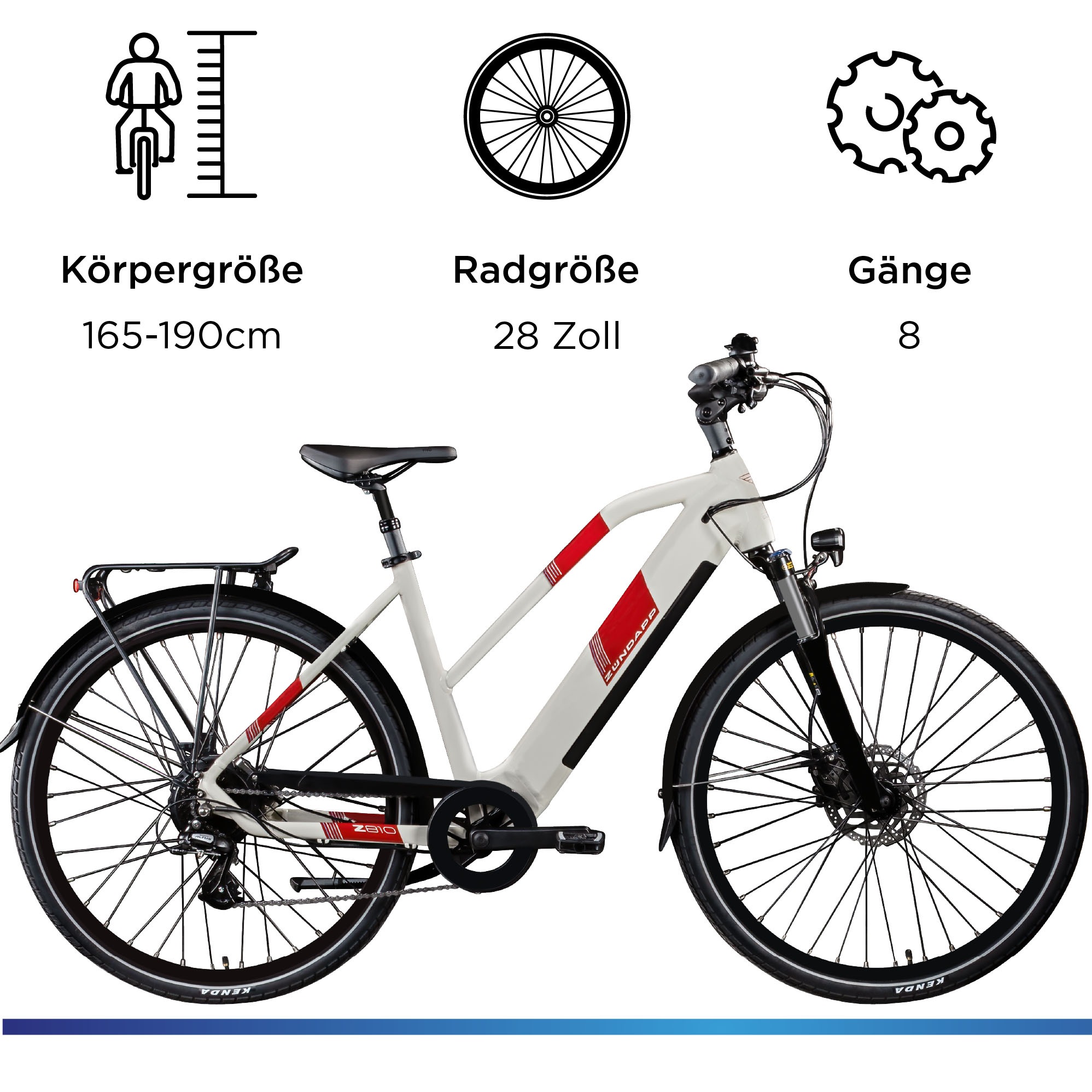 Zündapp E-Bike »Z810«, 8 Gang, Shimano, Altus RD-M310, Heckmotor 250 W