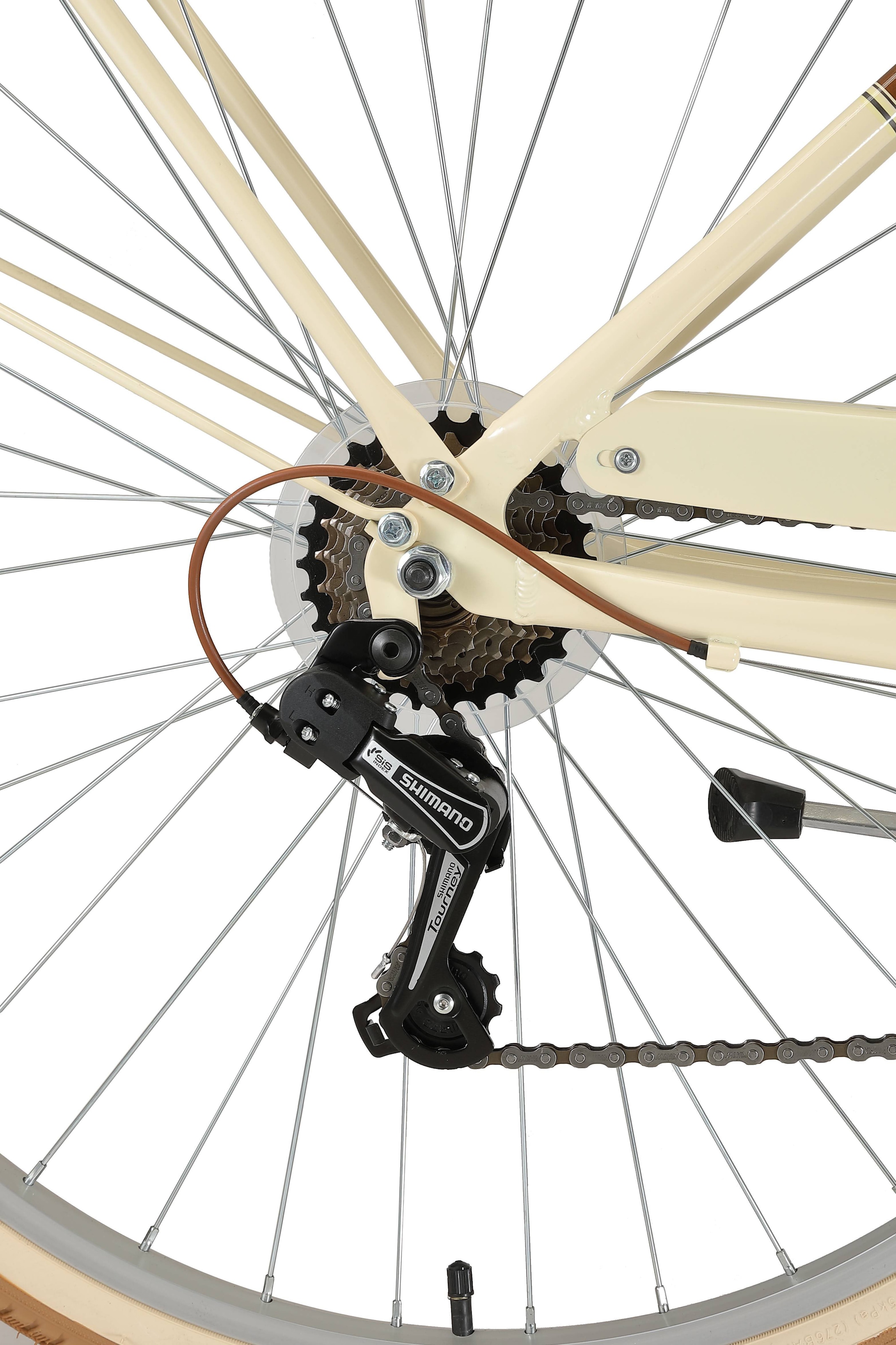 Bikestar Cityrad, 7 Gang, Shimano, RD-TY21 Schaltwerk, Kettenschaltung, für Damen, Kettenschaltung