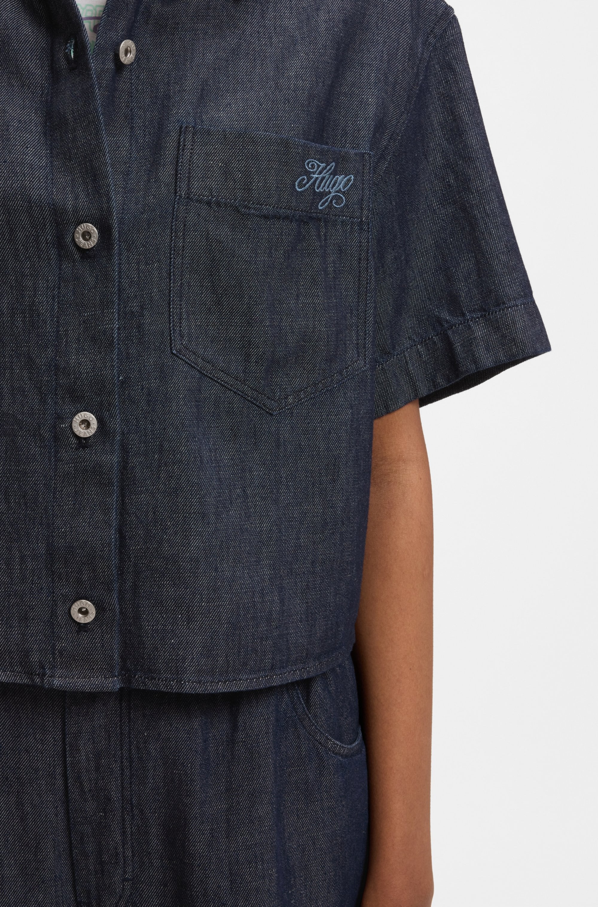 HUGO Blue Hemdbluse »Erynn« Boxy Fit aus sommerlichem Denim