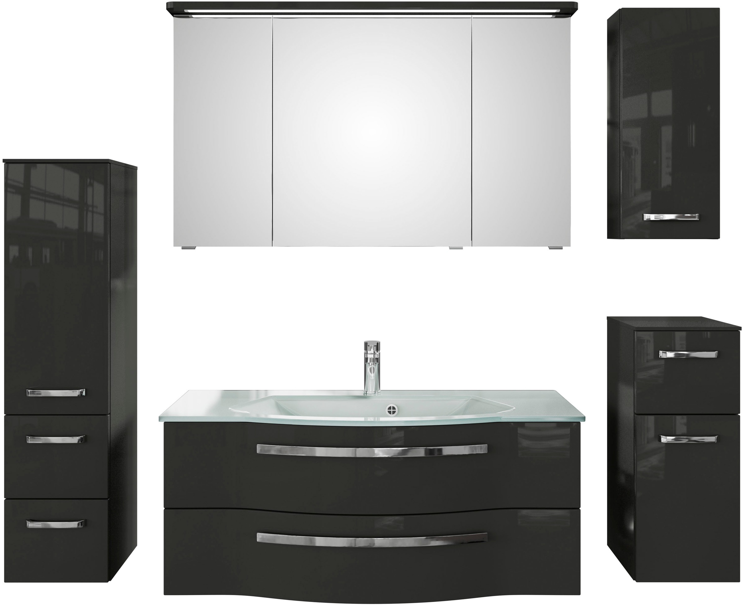 Saphir Badmöbel-Set »Serie 4005, vormontiert, Glaswaschbecken, Spiegelschra günstig online kaufen