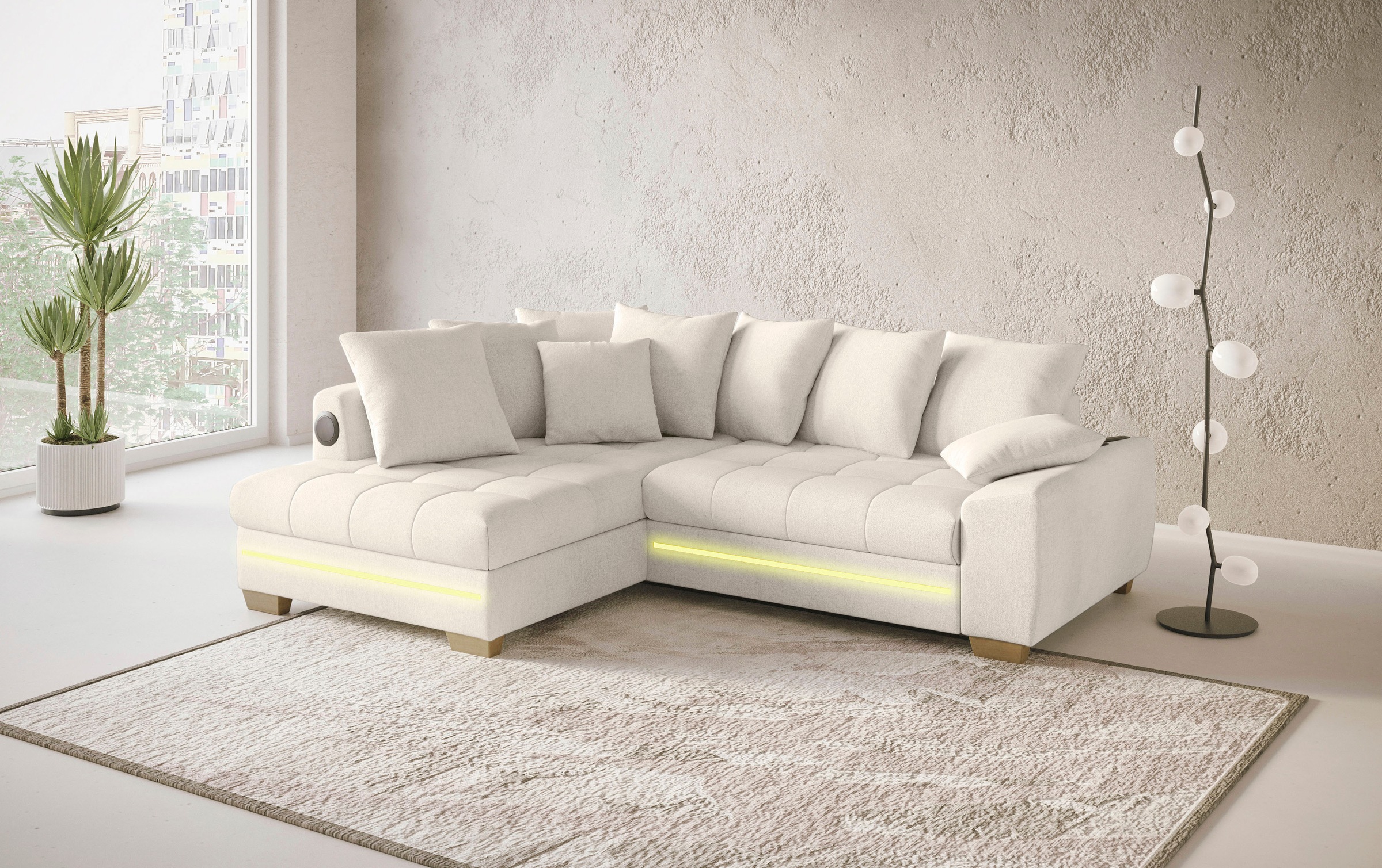 Mr. Couch Ecksofa »Nikita II, L-Form«, mit Kaltschaum, RGB-LED, Soundsystem günstig online kaufen