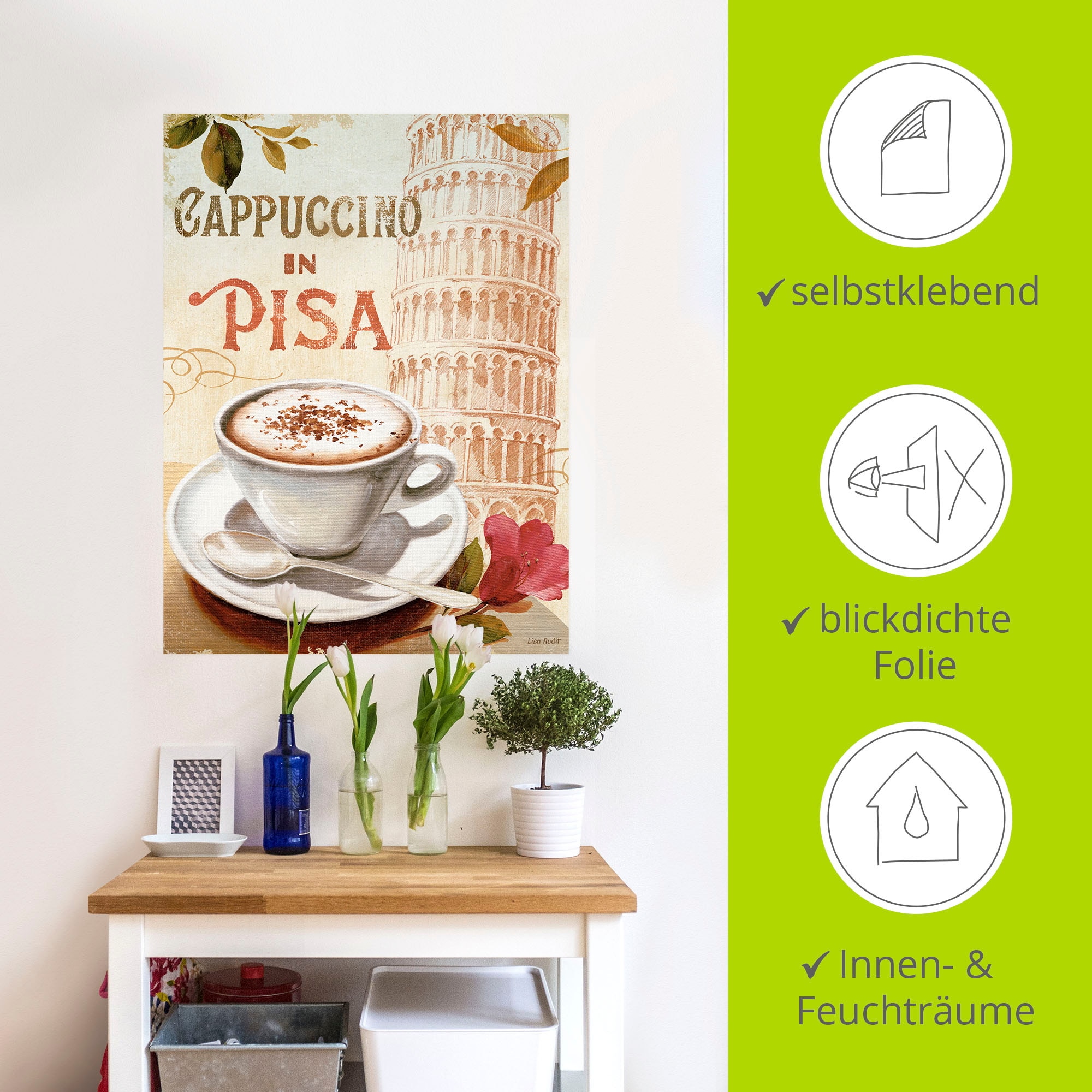 Artland Wandbild »Kaffee in Europa IV«, Getränke, (1 St.), als Leinwandbild, Wandaufkleber in verschied. Größen