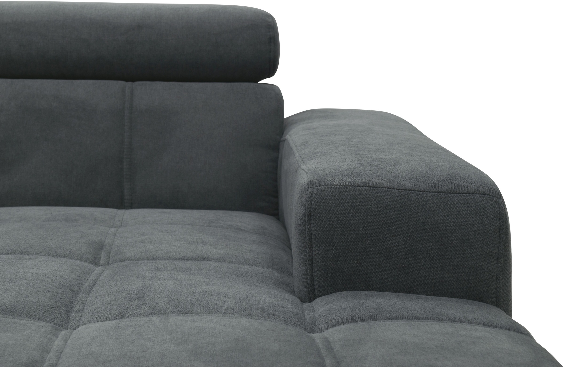 DOMO collection Ecksofa »Trento L-Form, mit Kufenfuß oder Einzelfuß«, wahlweise mit Kopfteilverstellung, Recamiere links/rechts bestellbar