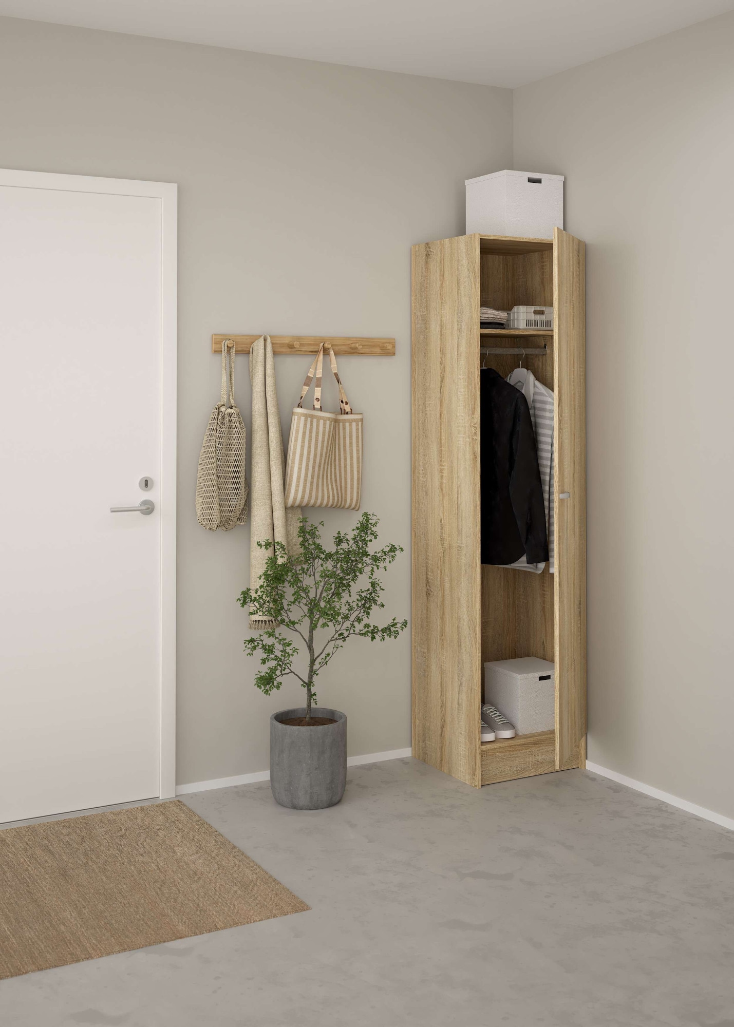 INOSIGN Drehtürenschrank »Focus, Kleiderschrank, Stauraum«, 1 Tür, 4 Einlegeböden, schmal, vielseitig einsetzbar, Breite 49 cm
