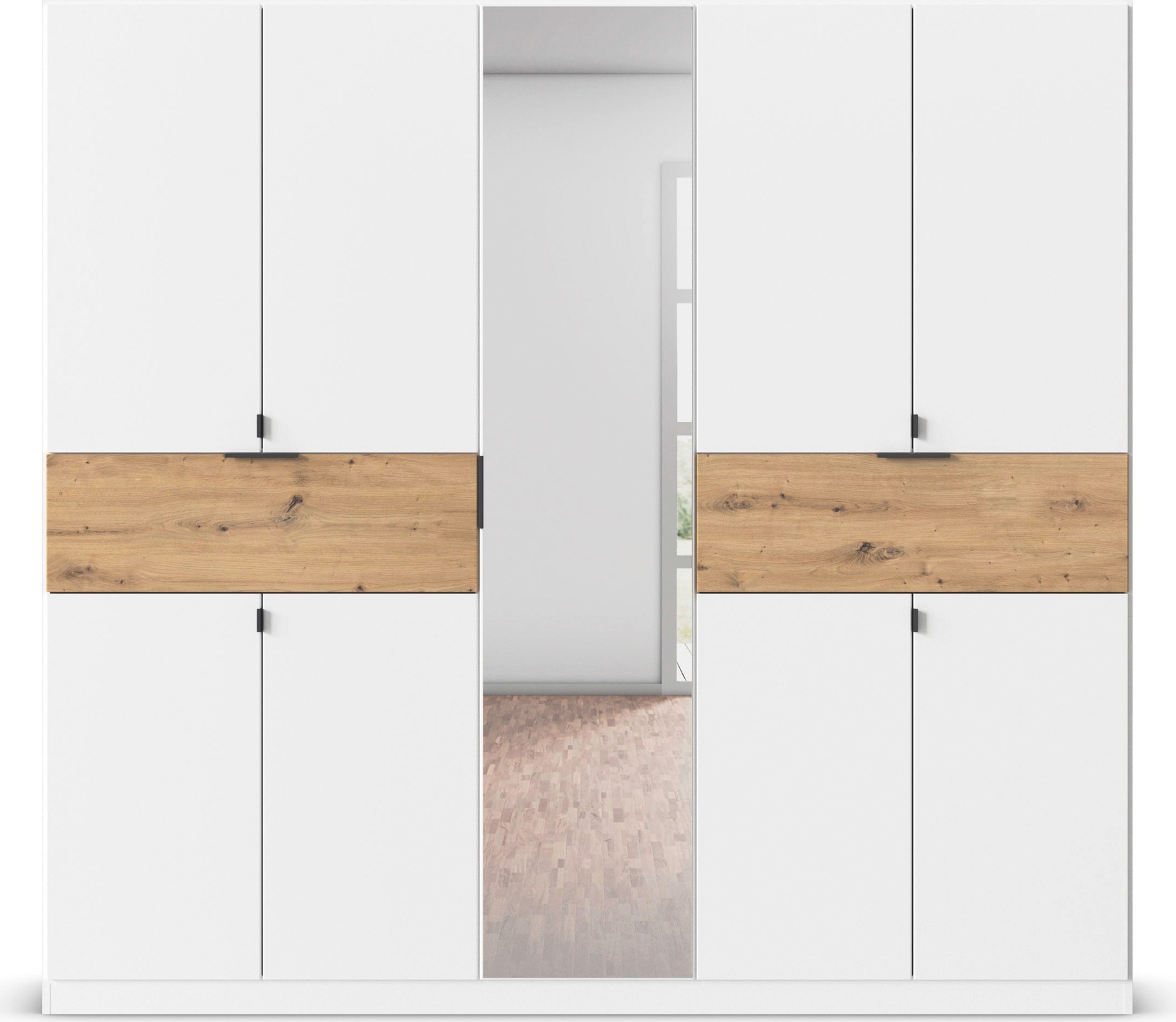 rauch Drehtürenschrank »Kleiderschrank Schrank Garderobe Wäscheschrank TICAO«, (Schubladen in der Höhe variabel positionierbar), mit 2 geräumigen Schubladen, viel Stauraum MADE IN GERMANY