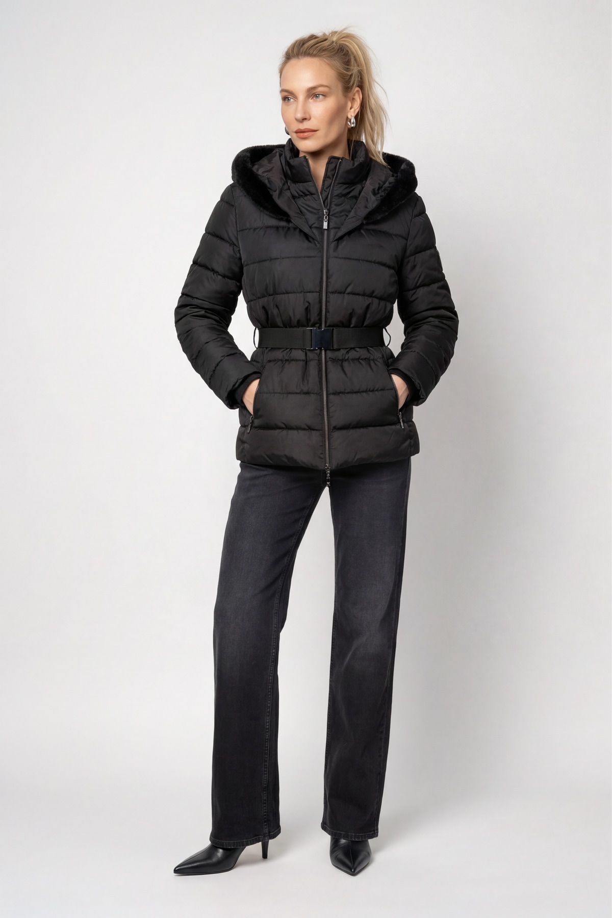 Monari Steppjacke »Jacke Stepp + fake fur« mit Kapuze Regular fit mit Kapuze