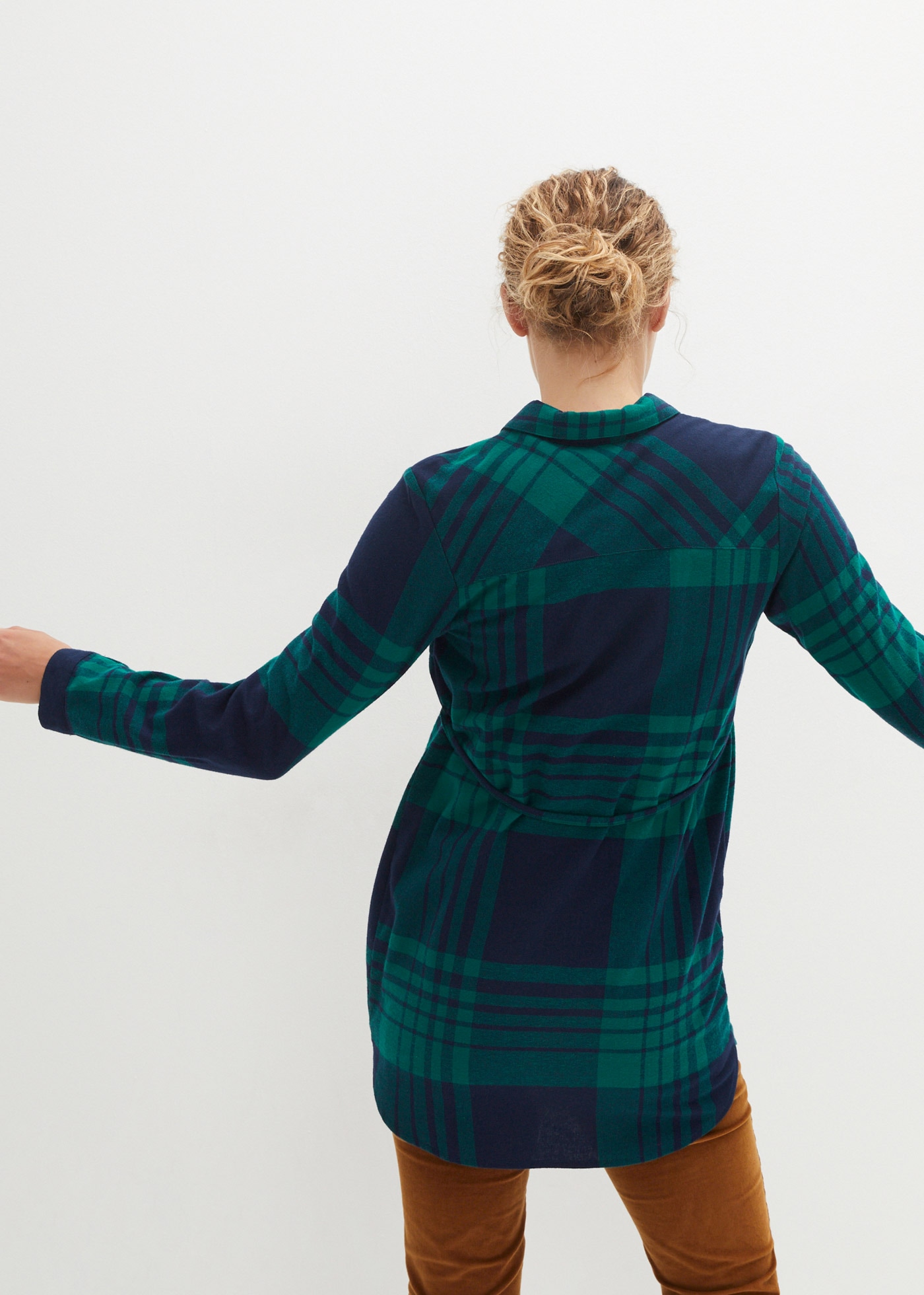 bonprix Umstandsbluse »Lange Umstandsbluse aus weichem Baumwoll-Flanell« Lange Umstandsbluse aus weichem Baumwoll-Flanell